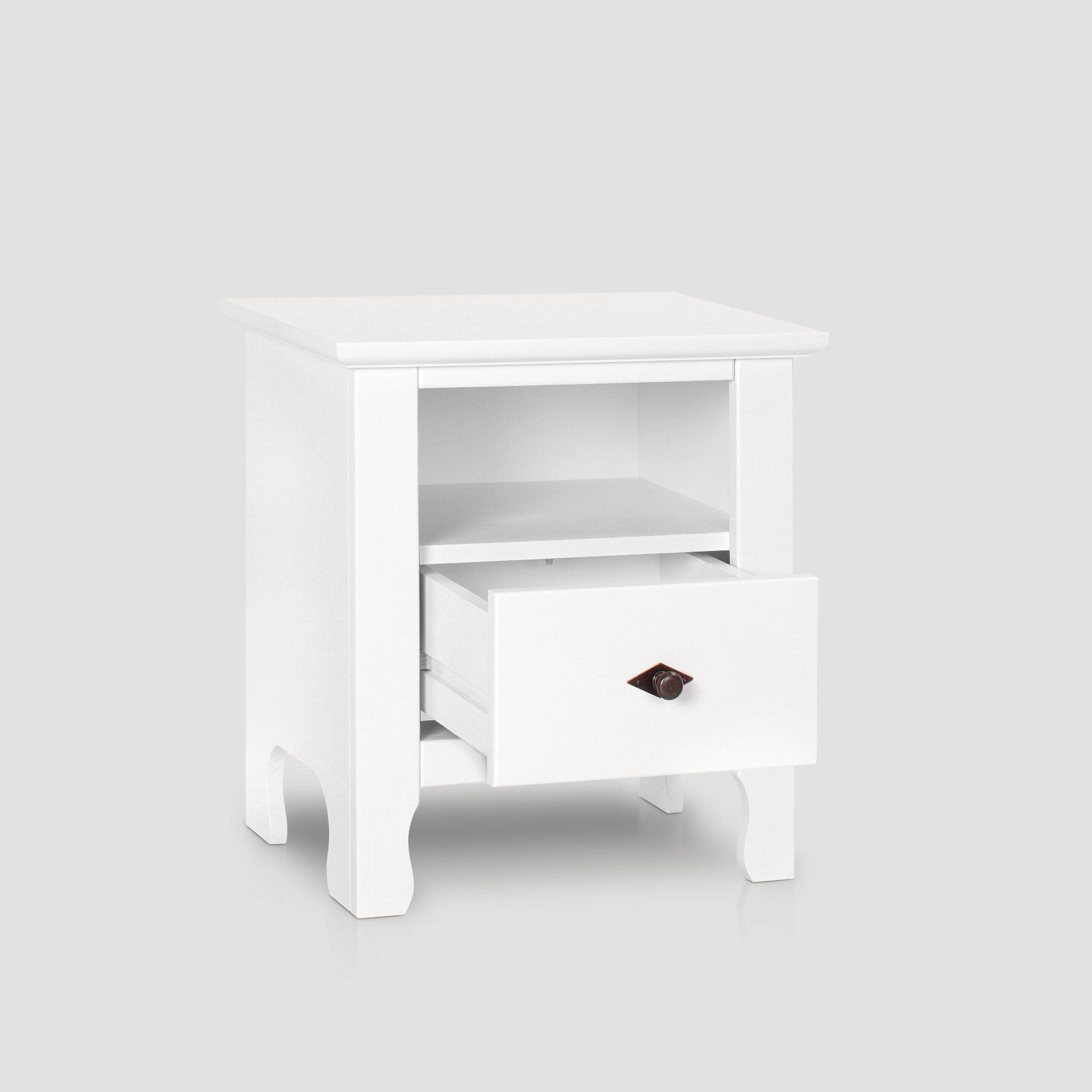 Table de chevet Birk en bois massif avec un rangement pratique