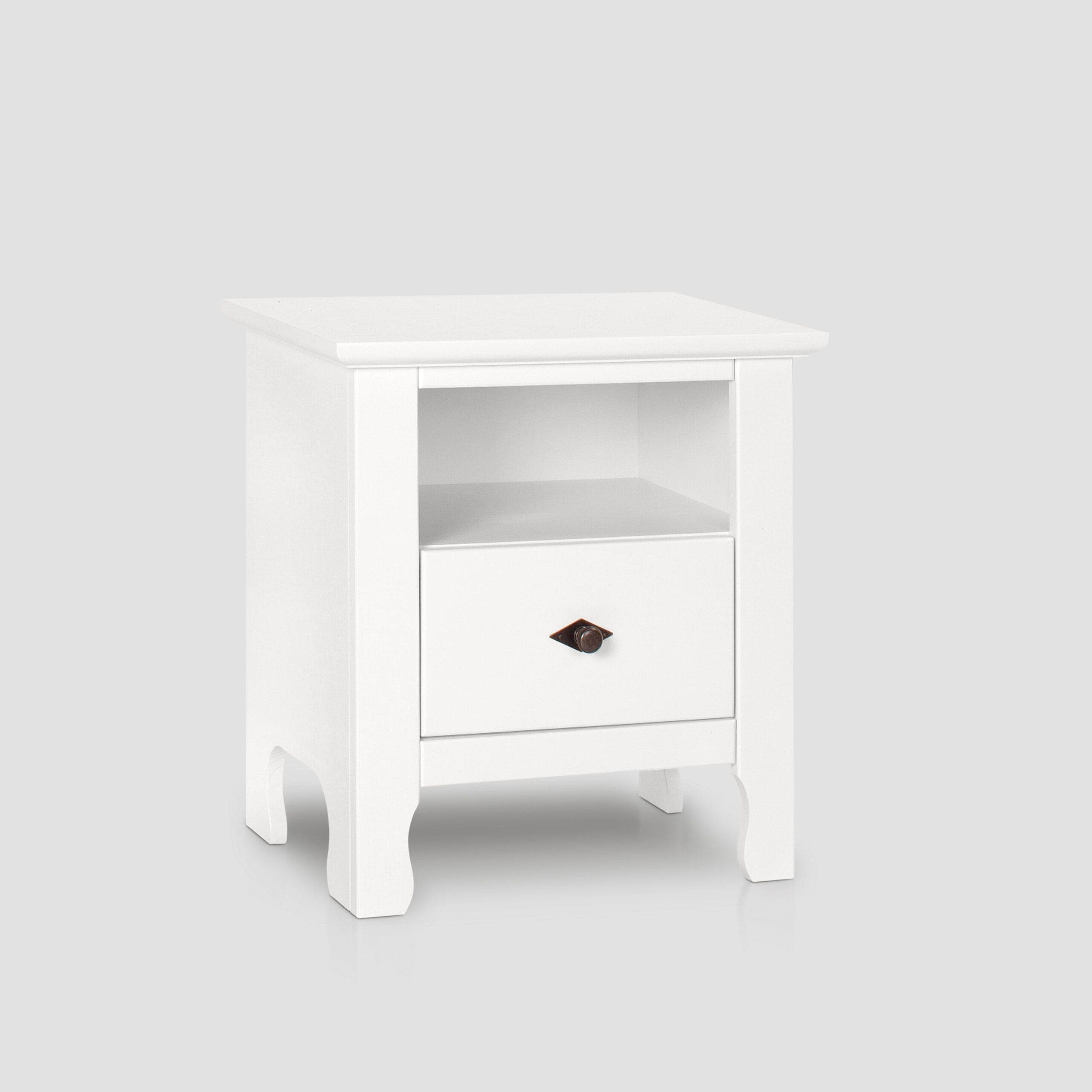 Table de chevet Birk en bois massif avec un rangement pratique