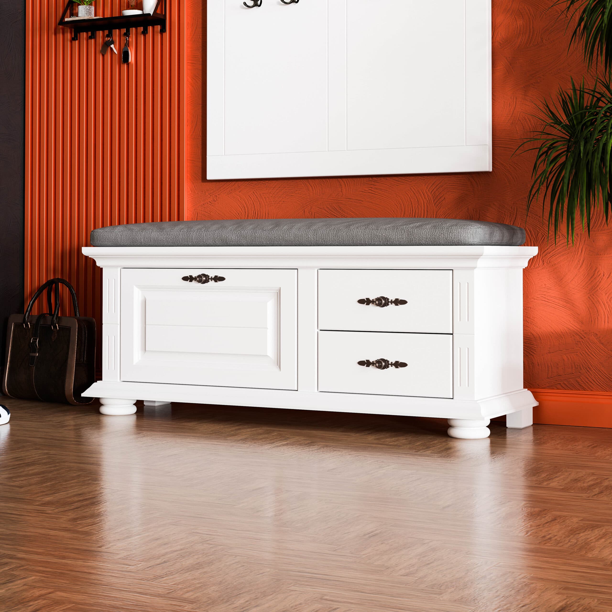 Banc « Skagen » en bois massif avec un coussin moelleux