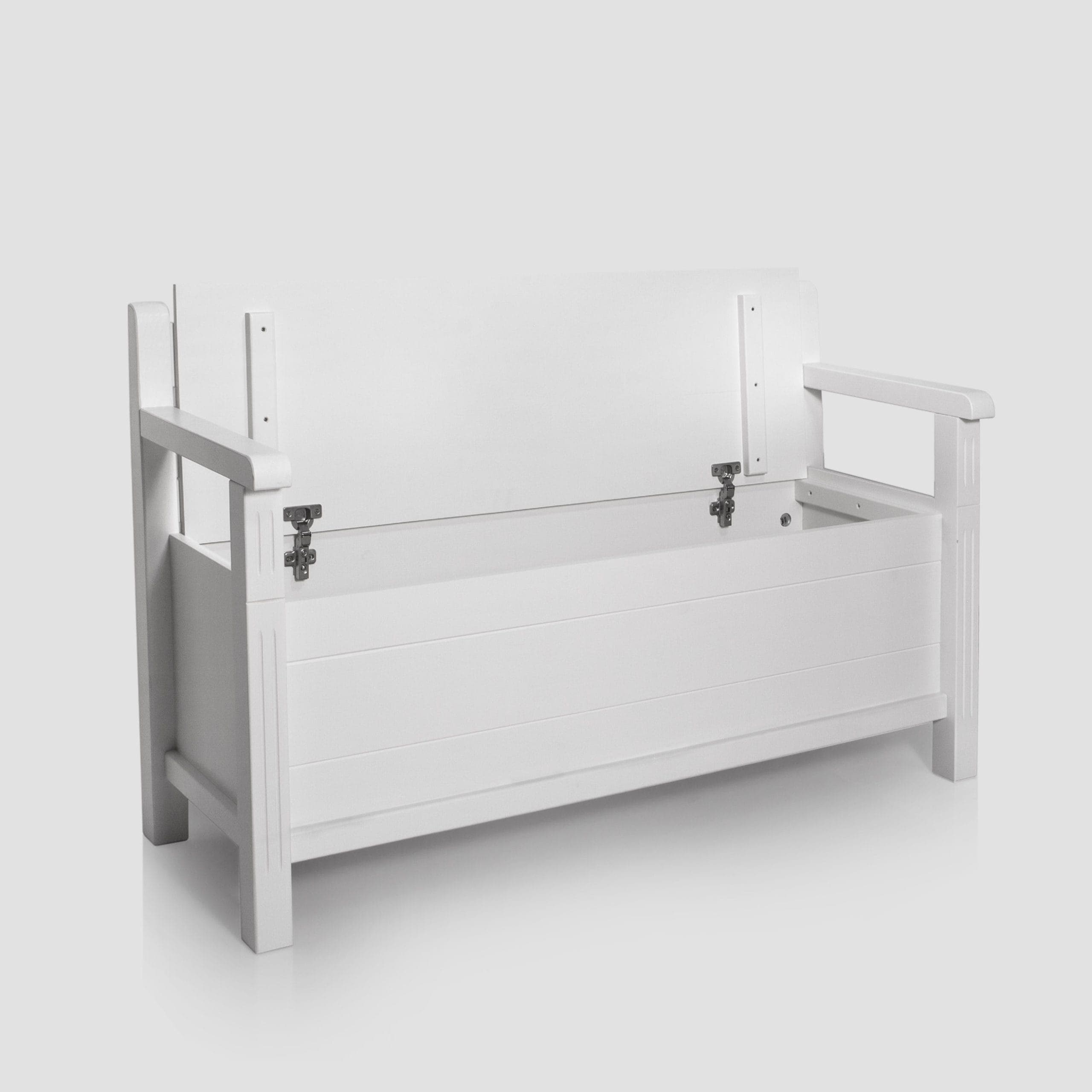Banc avec dossier « Skagen » en bois massif, avec espace de rangement