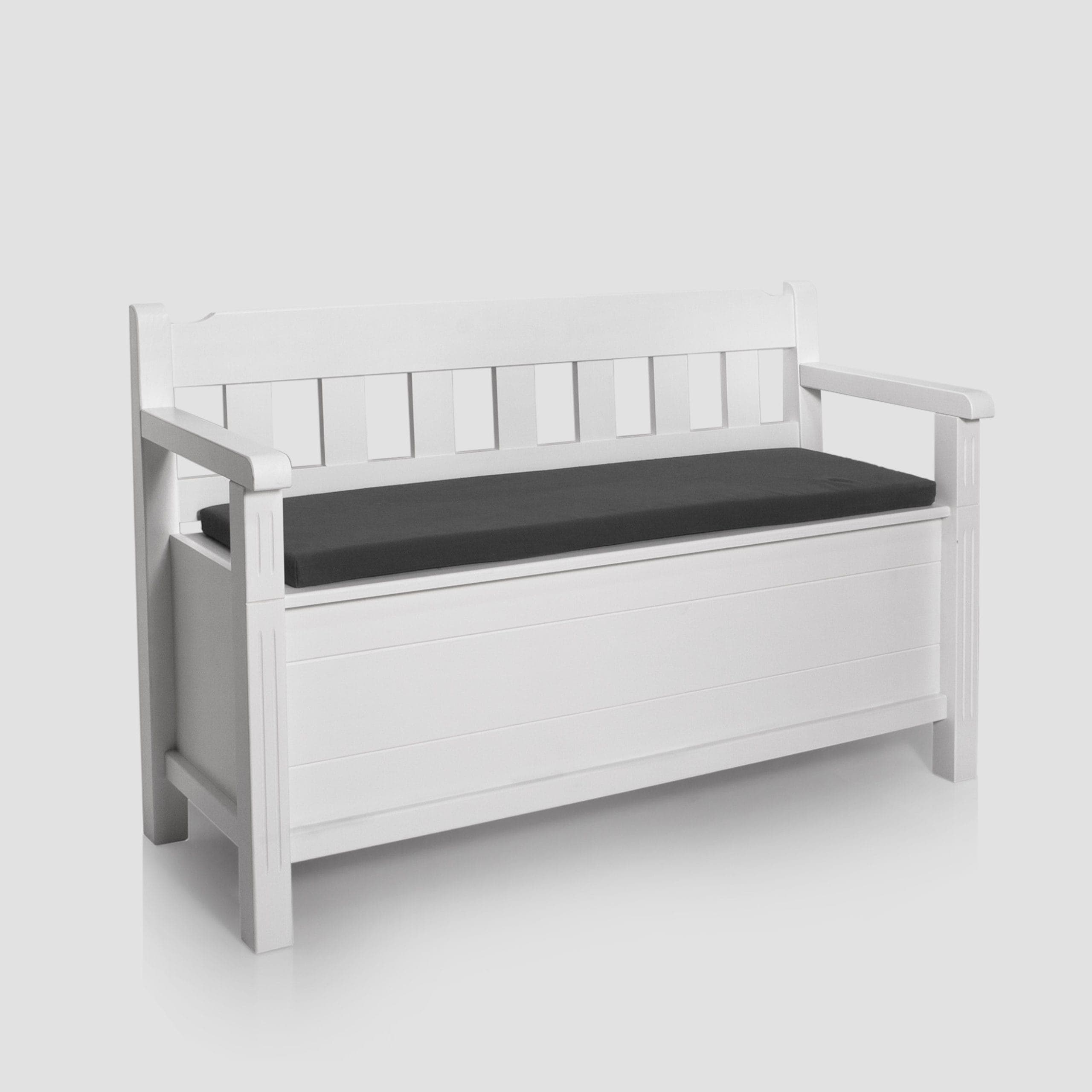 Banc avec dossier « Skagen » en bois massif, avec espace de rangement