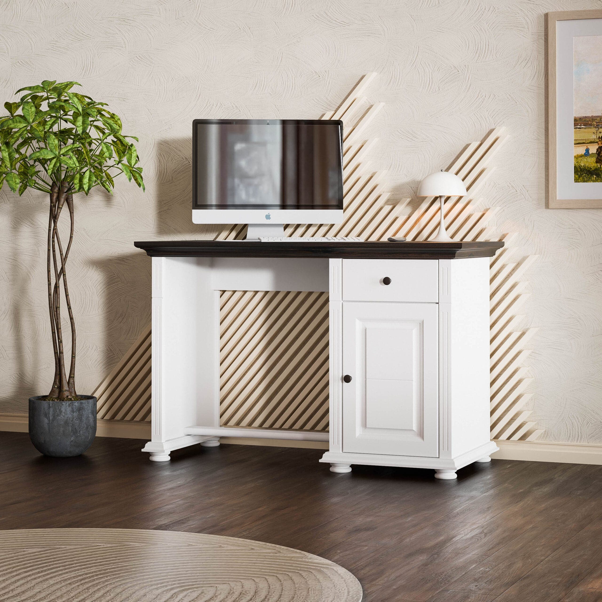 Bureau « Skagen » en bois massif avec porte et tiroir
