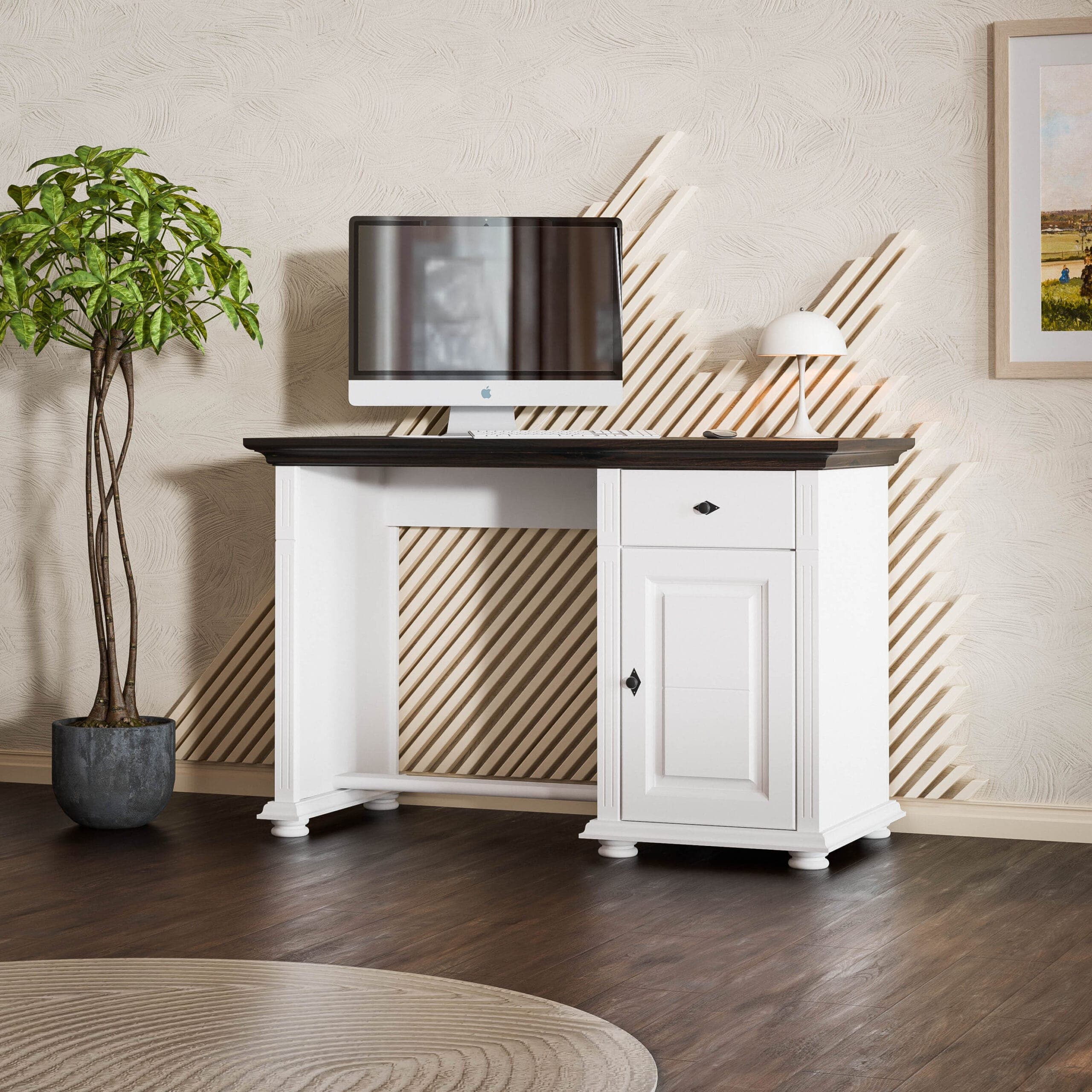 Bureau « Skagen » en bois massif avec porte et tiroir