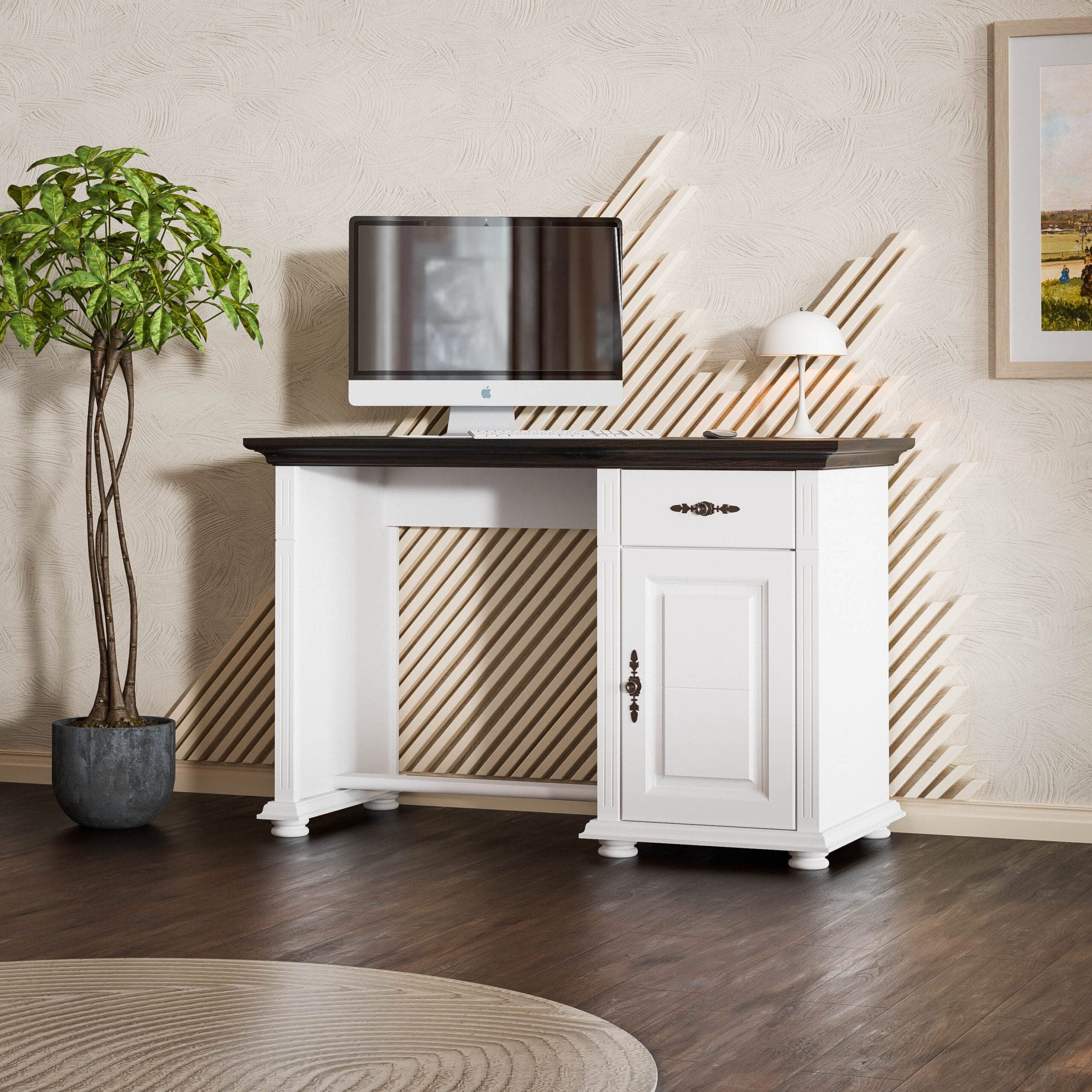 Bureau « Skagen » en bois massif avec porte et tiroir