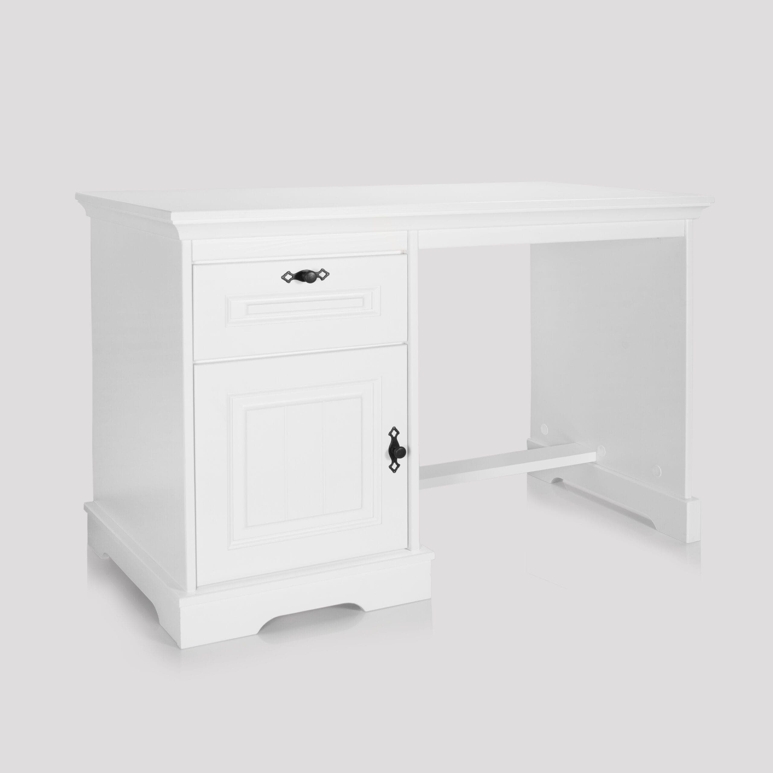 Bureau Linnea en bois massif, couleur blanc beurre