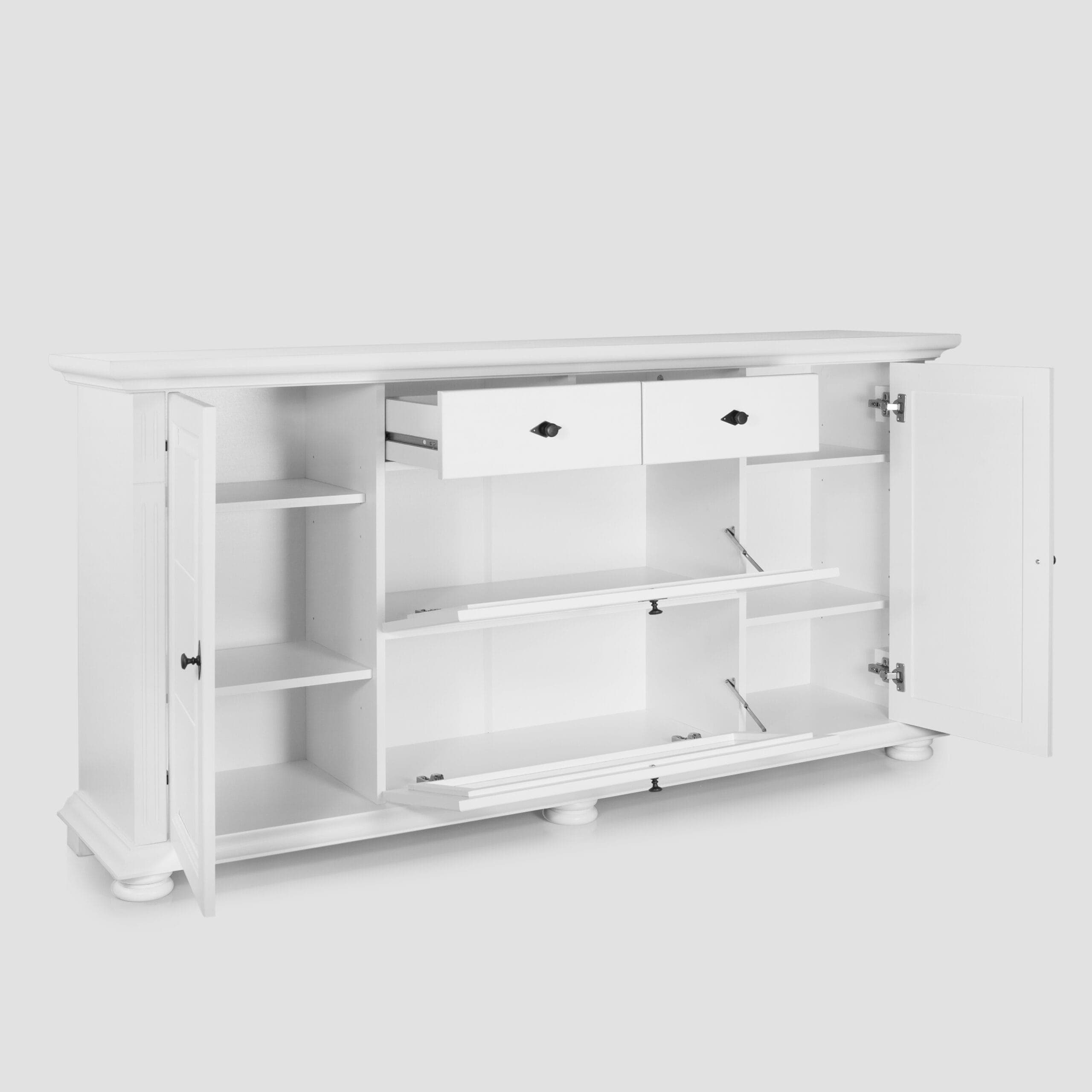 Commode Skagen en bois massif, blanc chaud et anthracite