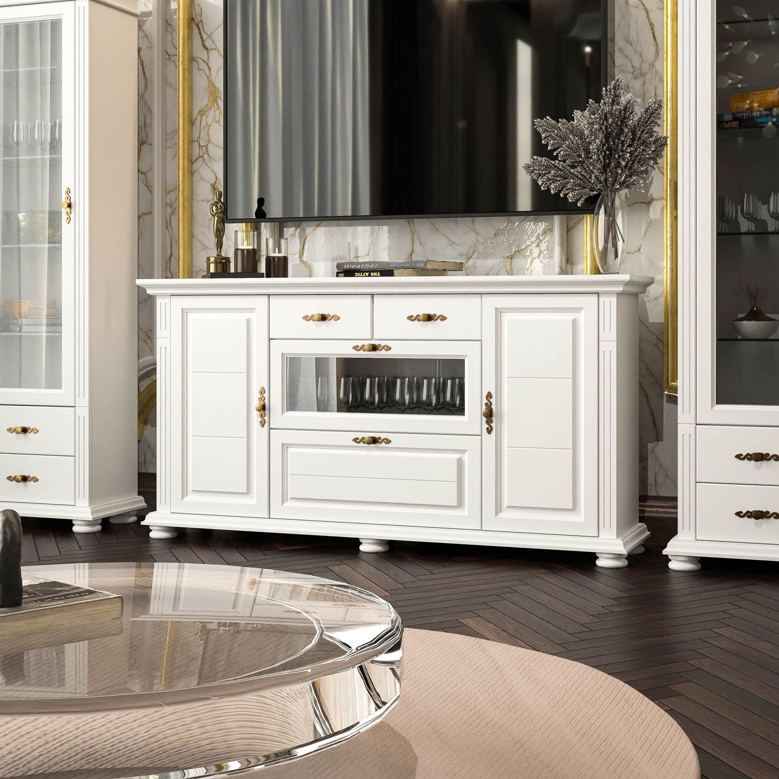 Commode « Skagen » avec tablette, blanc beurre