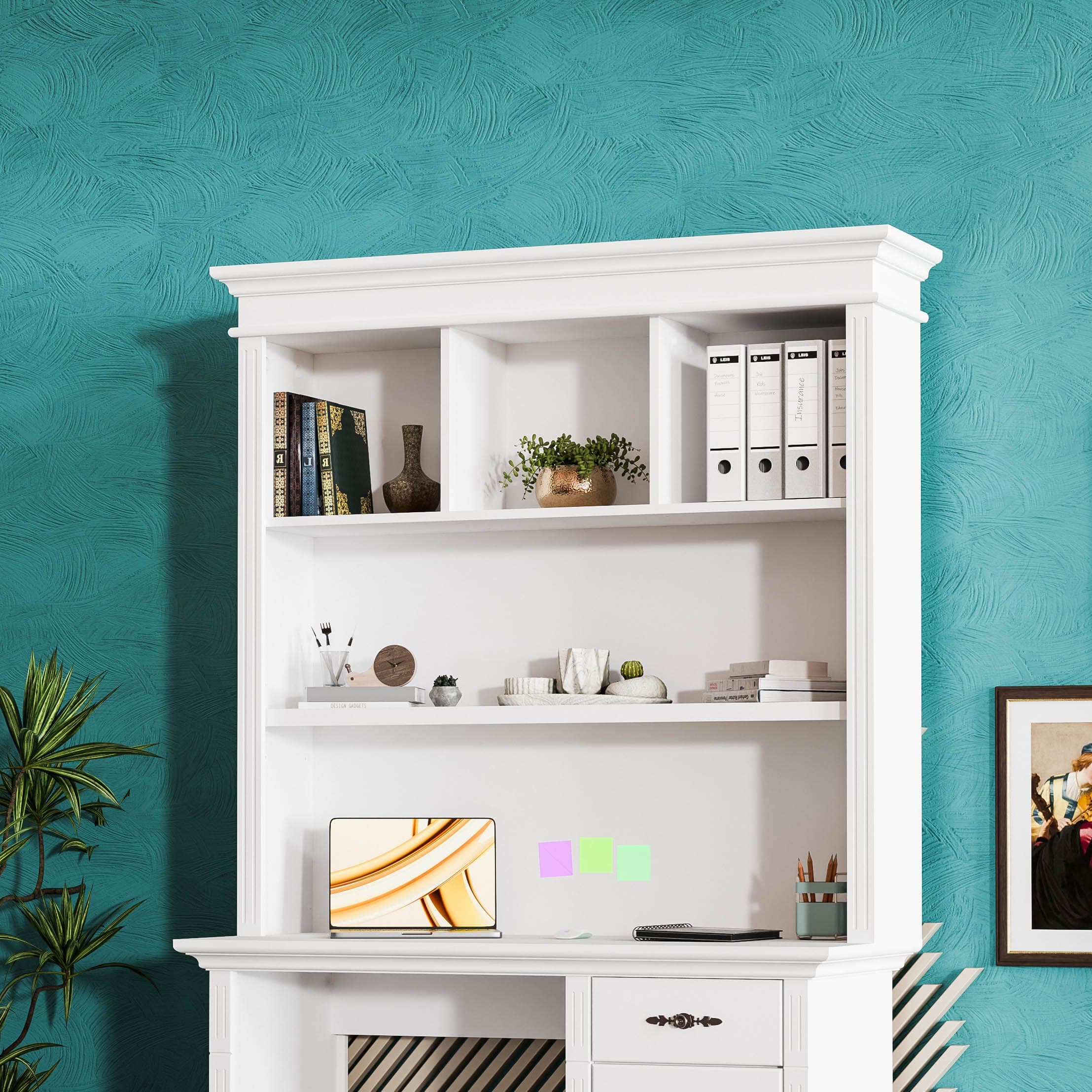 Étagère de bureau « Skagen » en bois massif, composée d'un seul élément