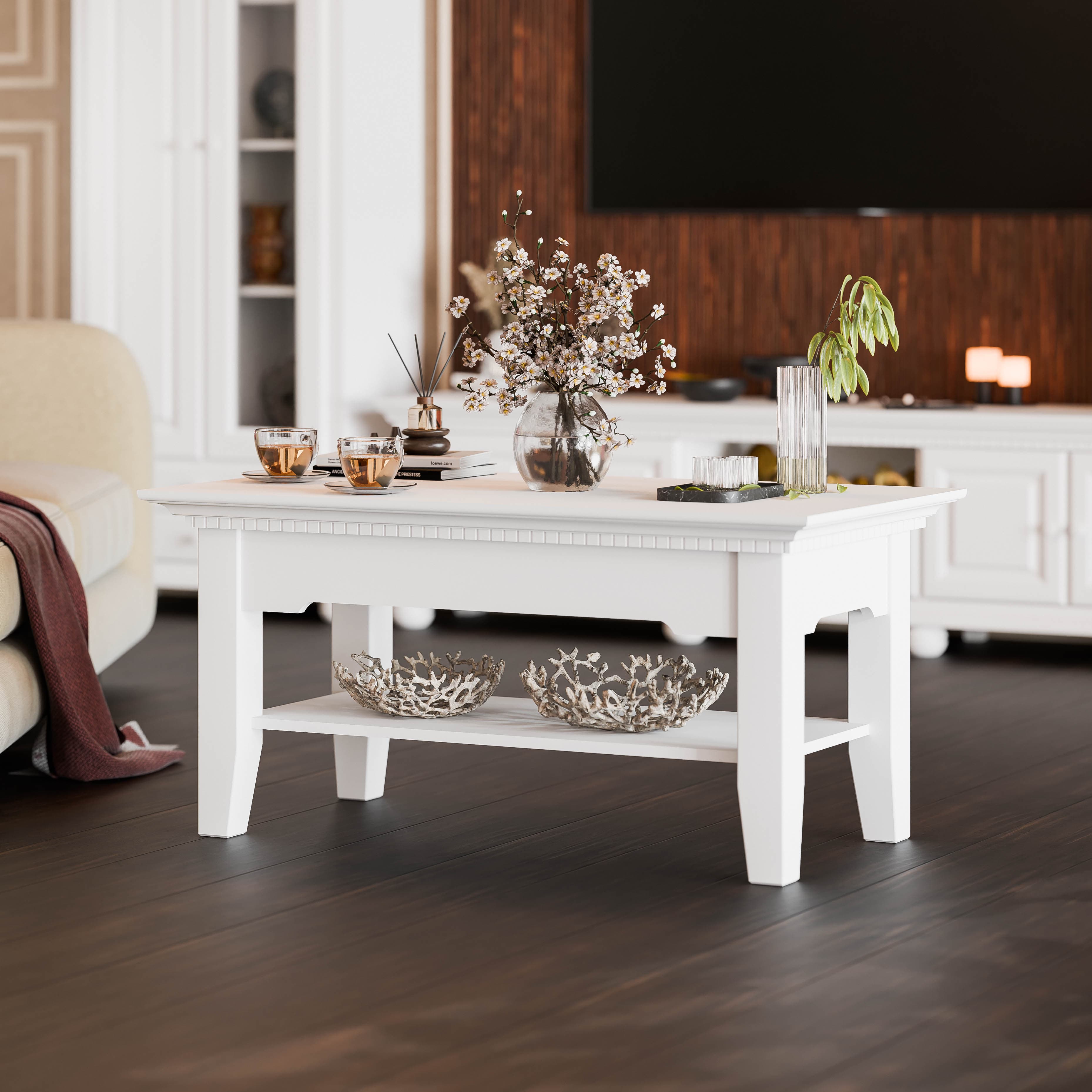 Table basse « Fjord » en bois massif avec plateau
