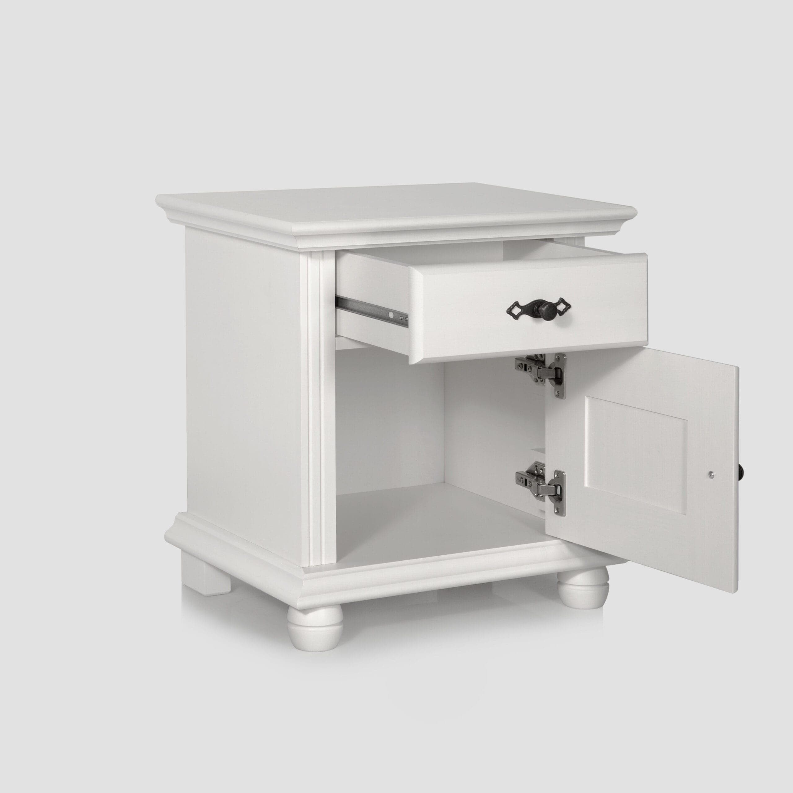 Table de chevet Nordby en bois massif, couleur beige cachemire