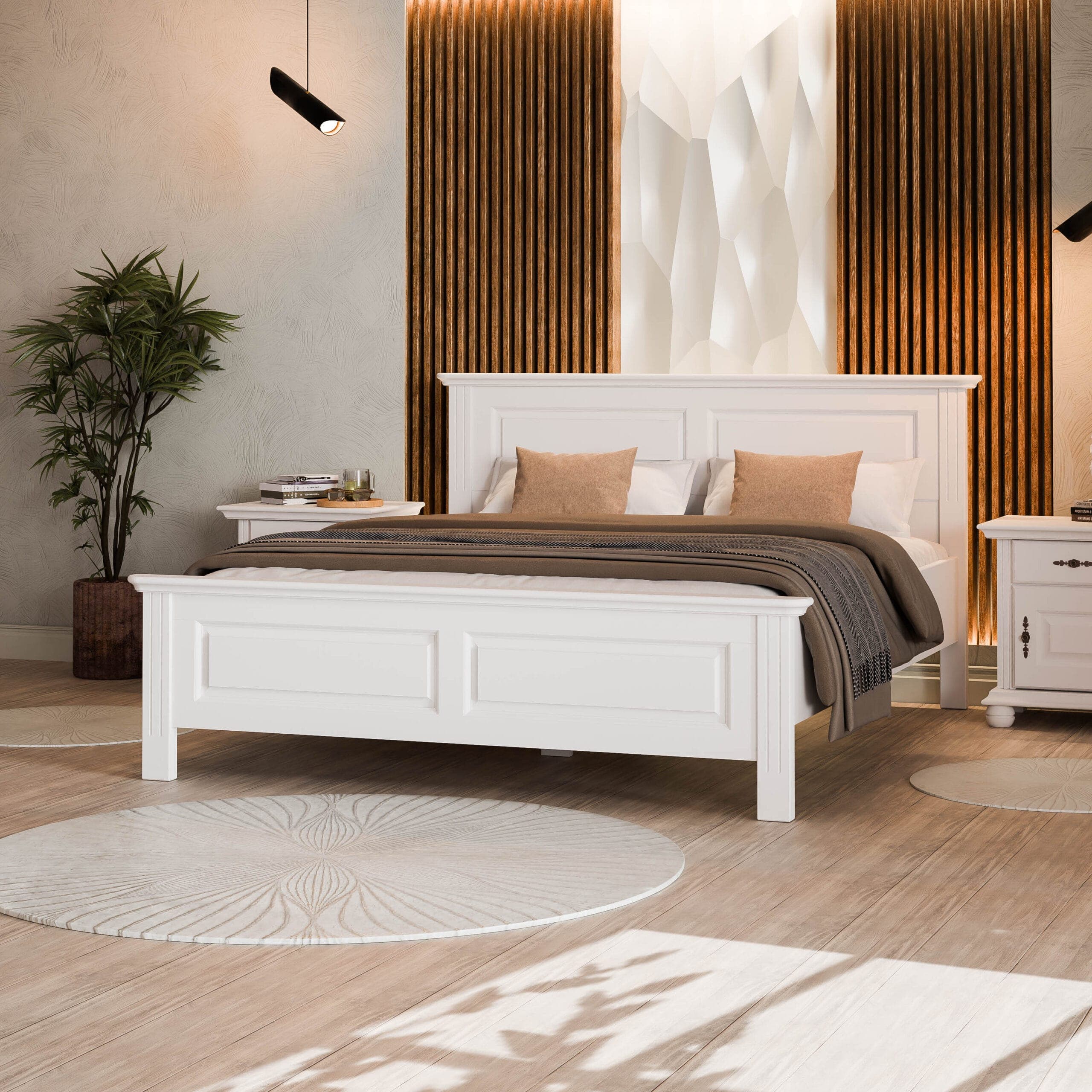 Lit en bois massif Nordby, 180 cm, avec supports de matelas