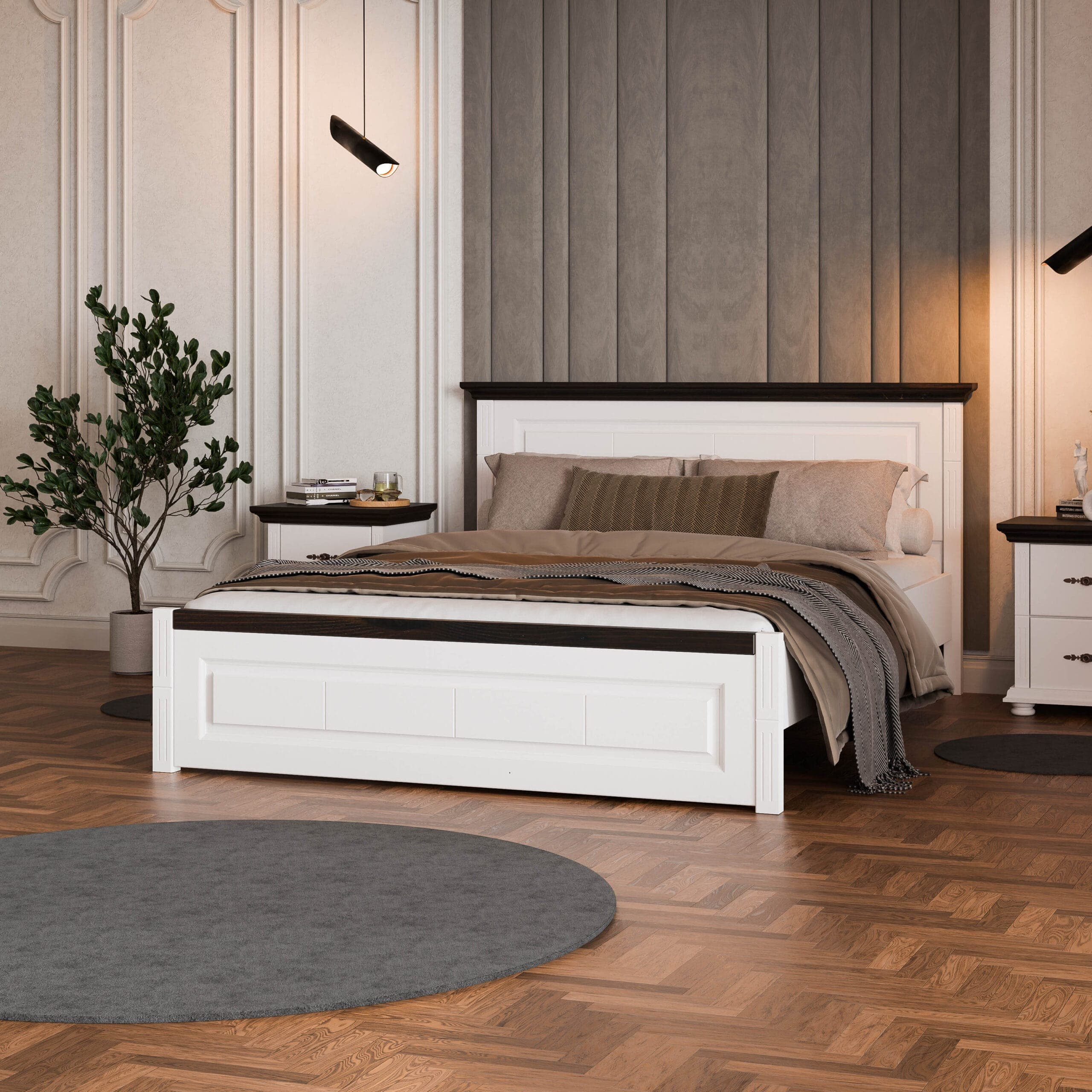 Lit en bois massif « Skagen » 140 cm avec une tête de lit étroite