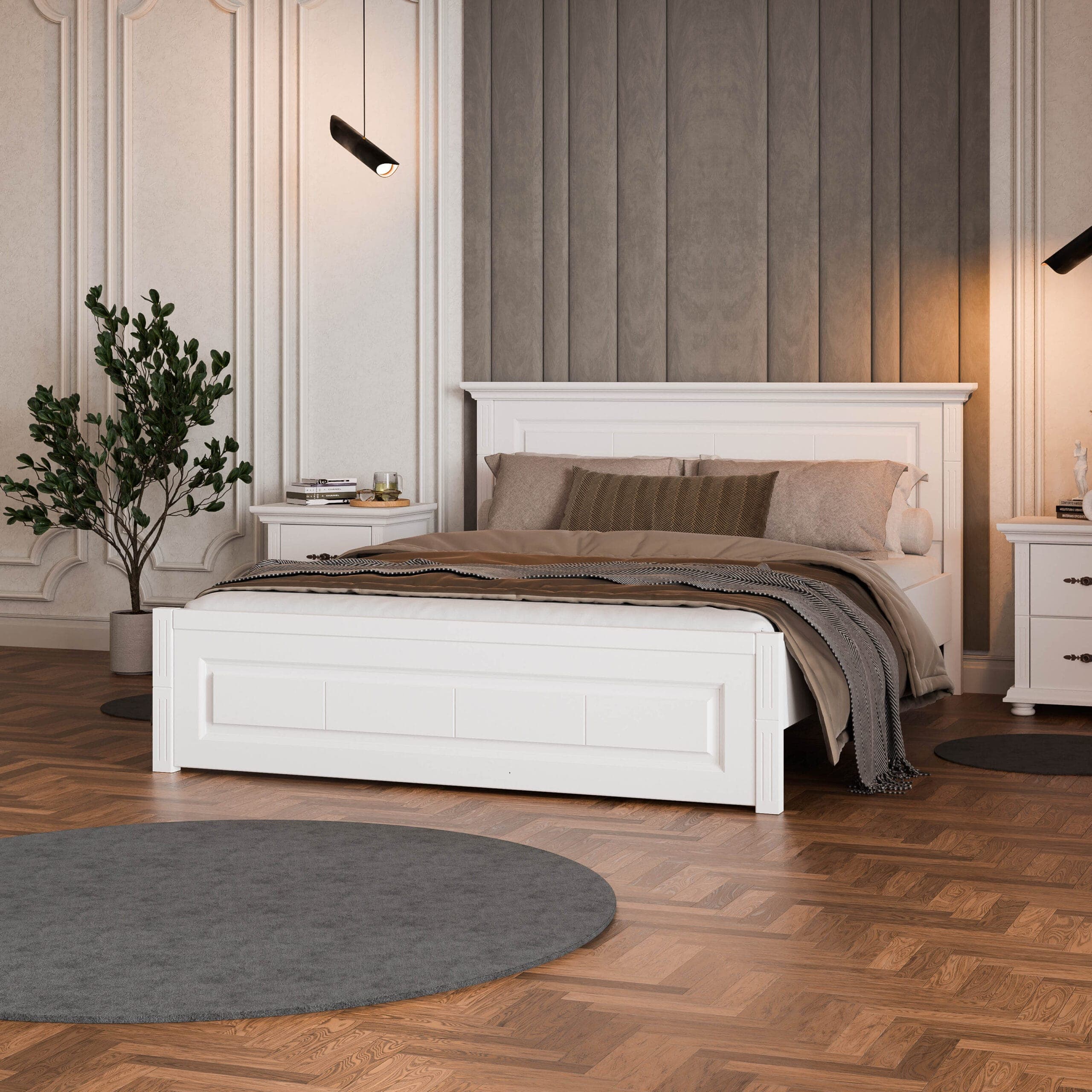 Lit en bois massif « Skagen » 160 cm avec une tête de lit étroite