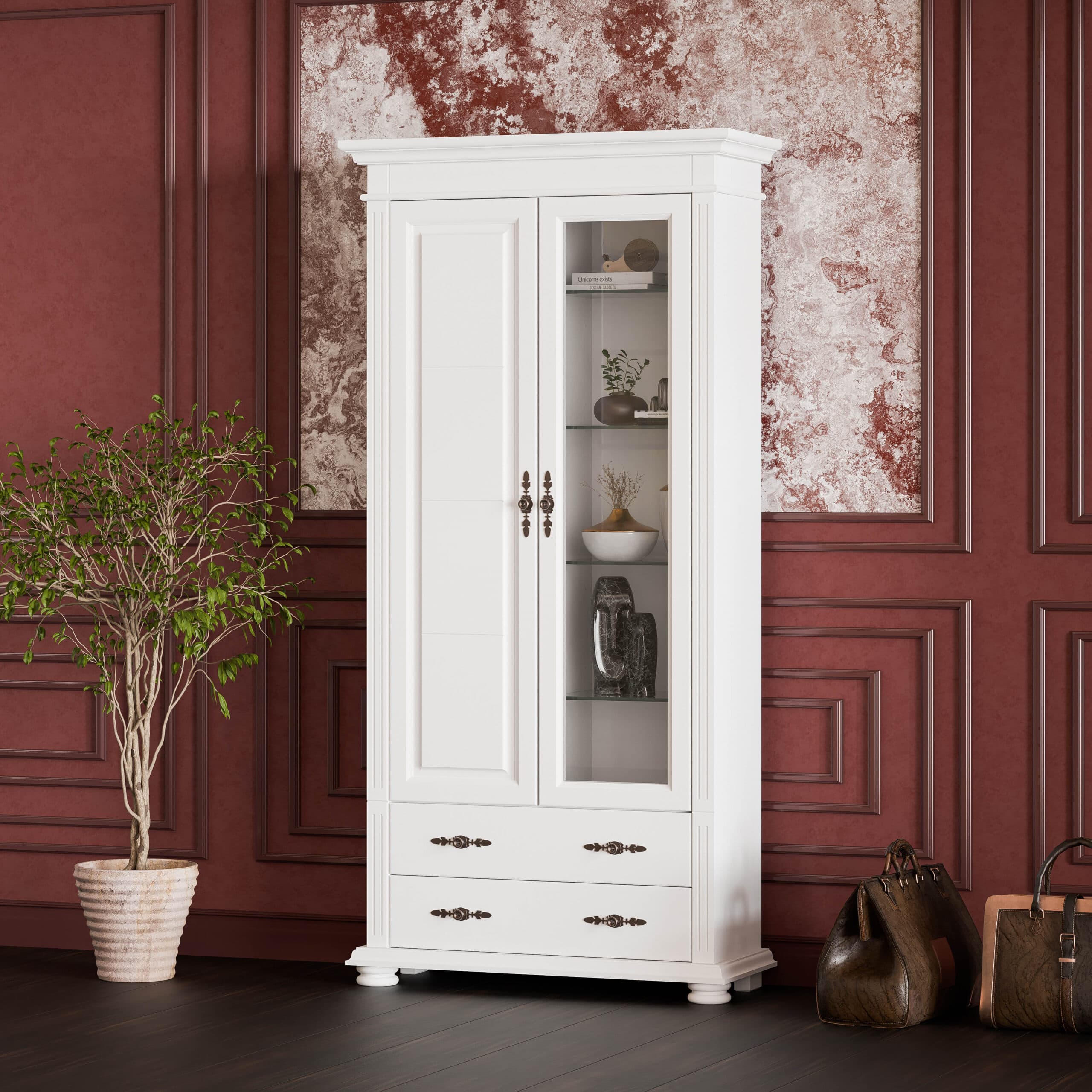 Grande vitrine Skagen en bois de sapin massif