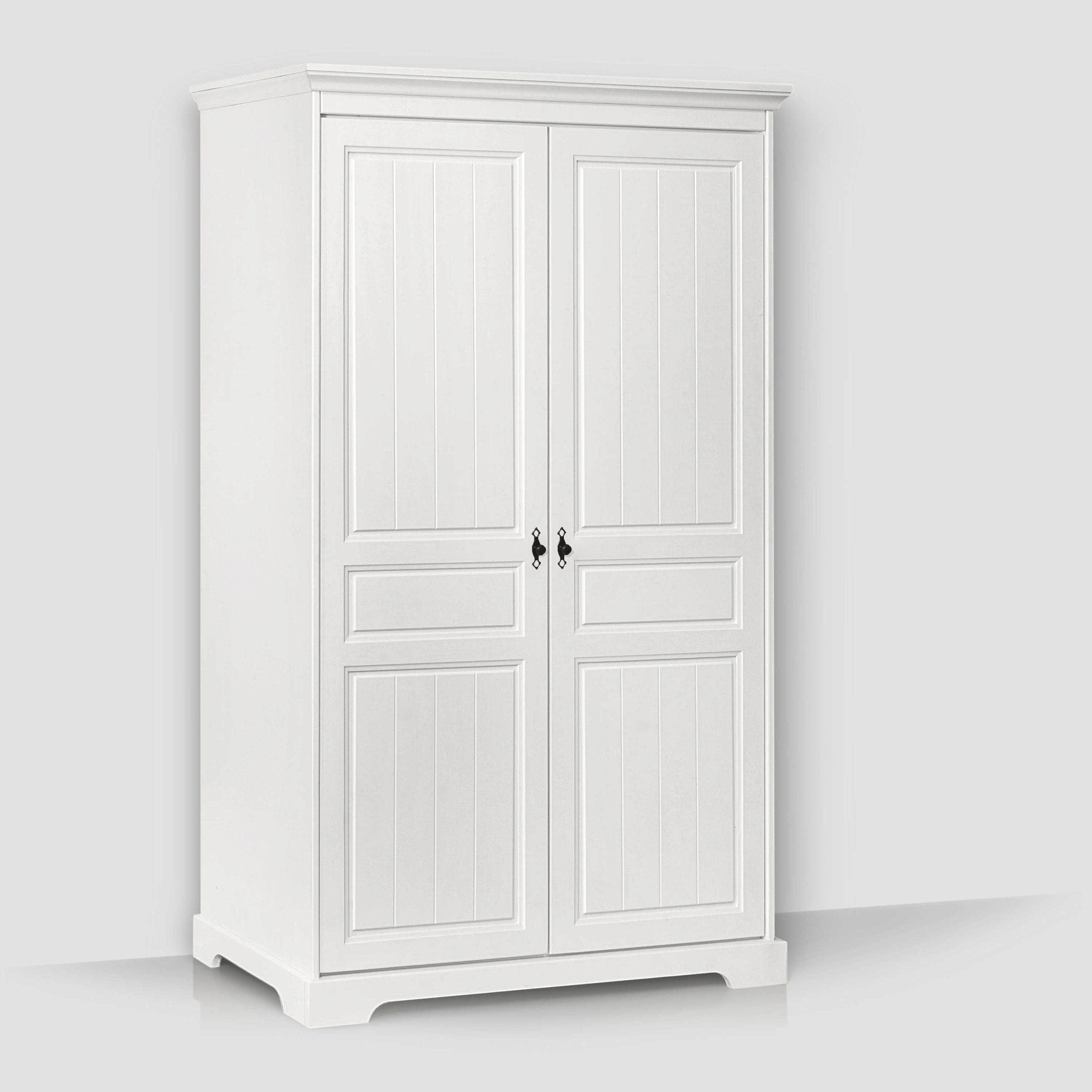 Armoire à deux portes en bois massif Linnea, couleur blanc beurre