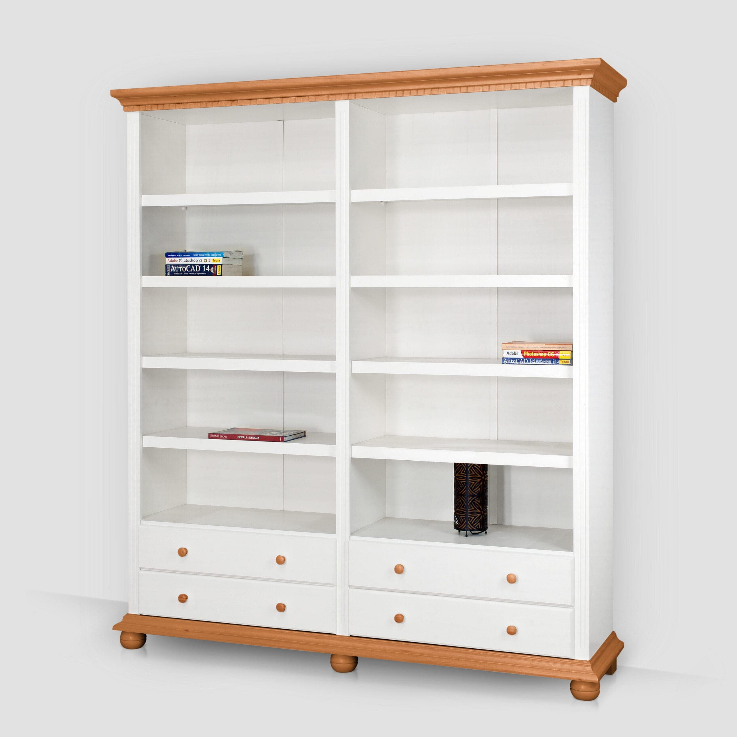 Étagère double « Fjord » en bois d'épicéa massif pour le salon