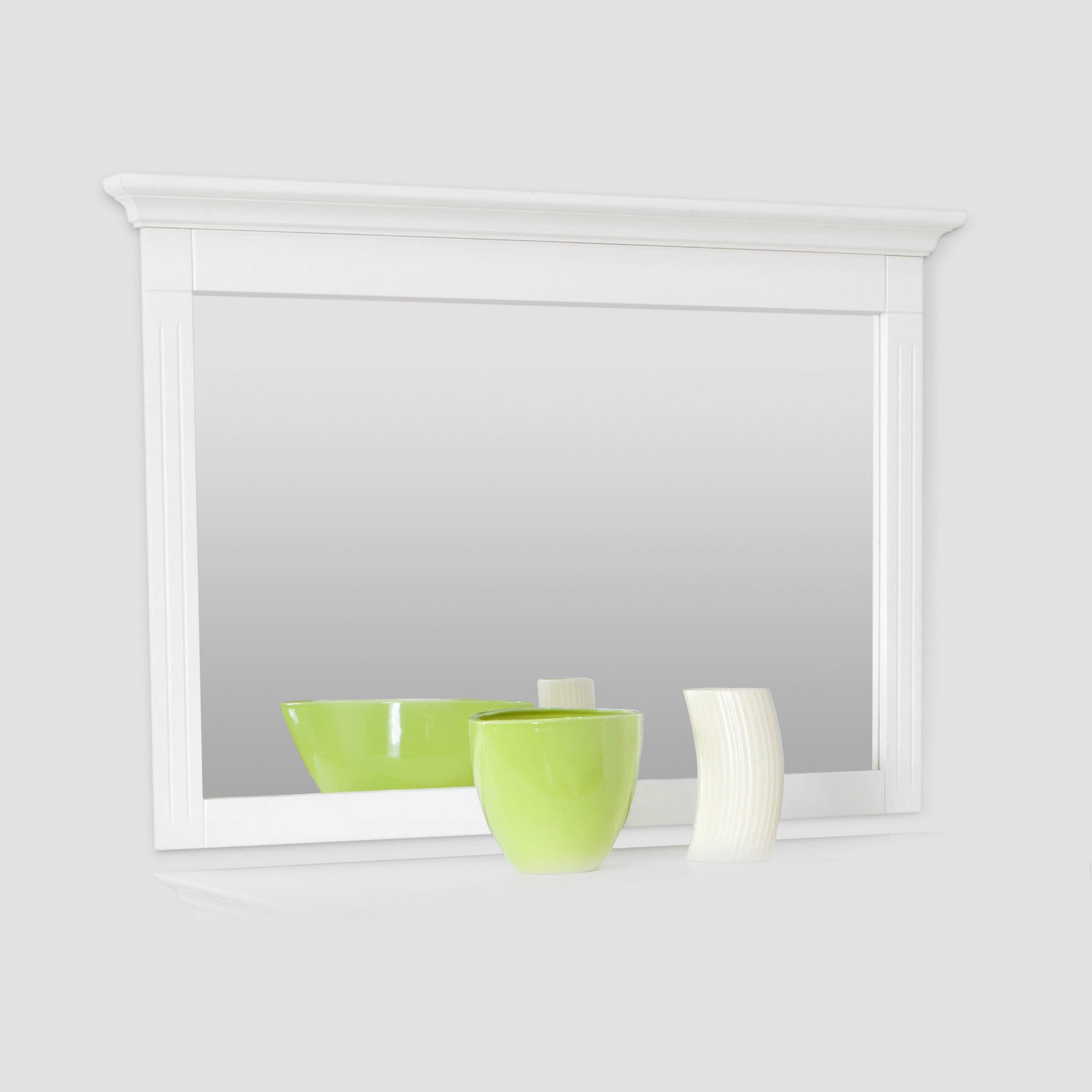 Miroir « Nordby » avec cadre en bois massif, blanc antique