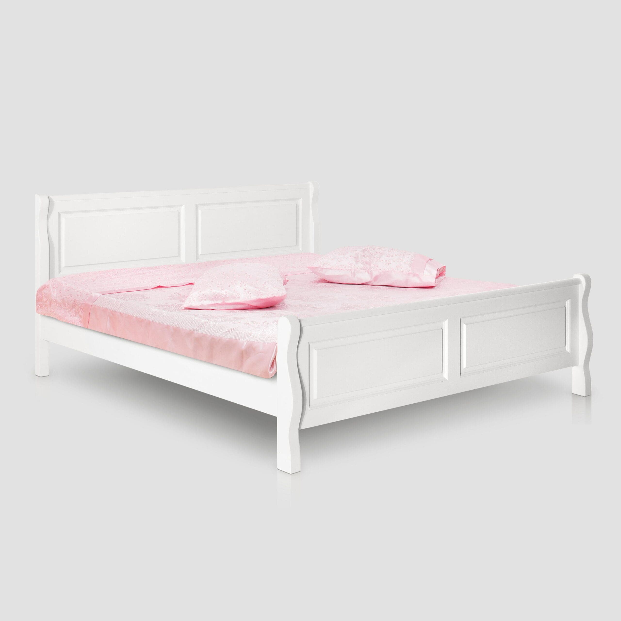 Lit en bois massif « Rares » 140 cm avec pieds ronds
