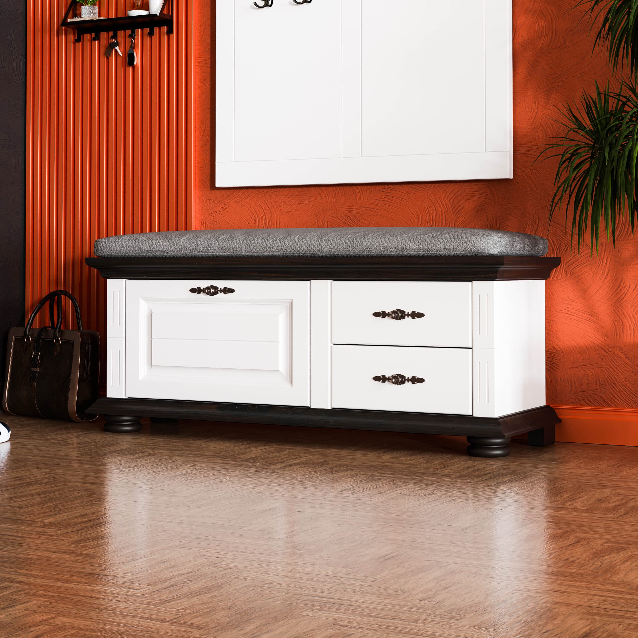 Banc « Skagen » en bois massif avec un coussin moelleux