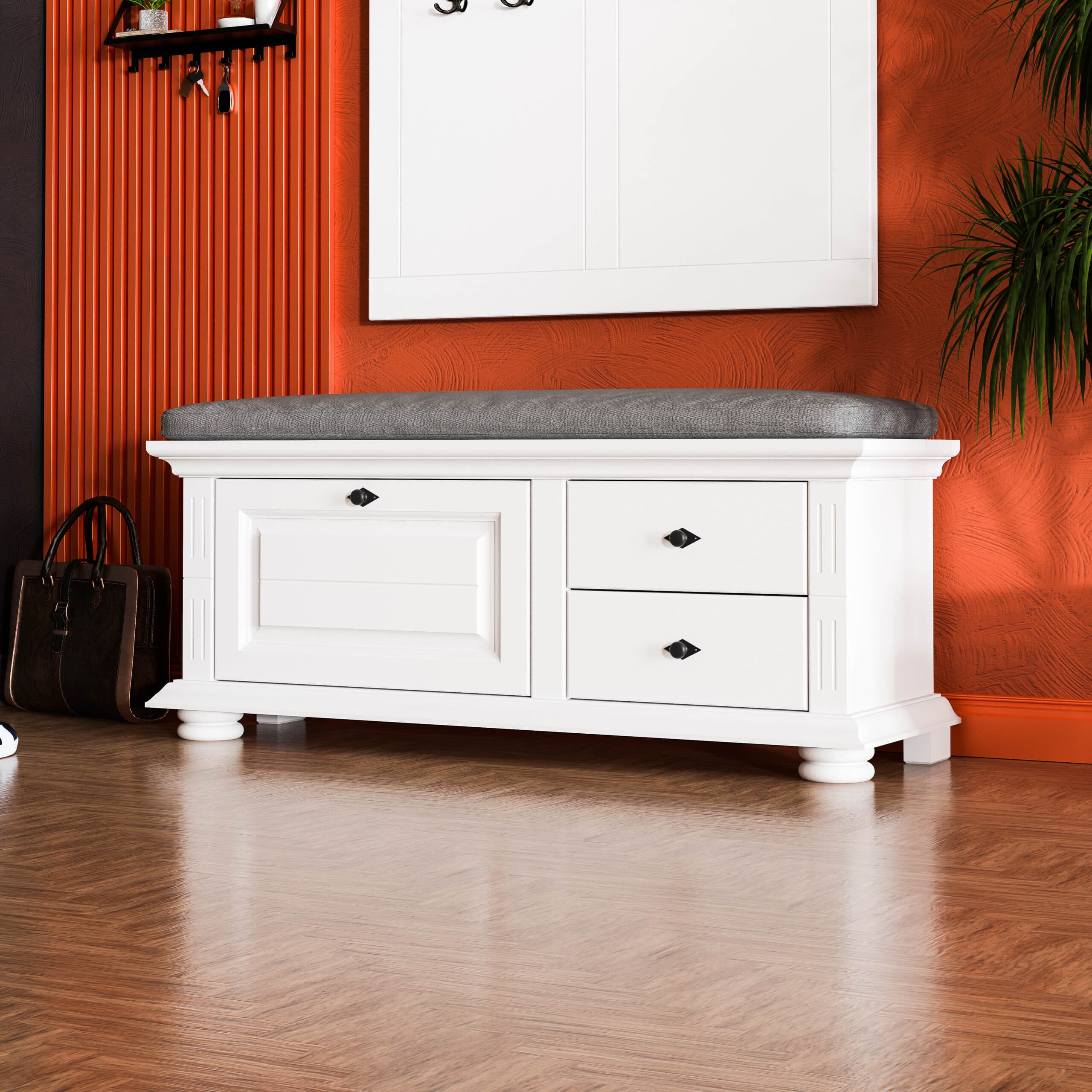 Banc « Skagen » en bois massif avec un coussin moelleux