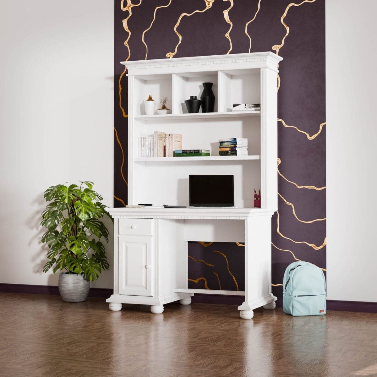 Bureau avec étagère « Fjord » en bois massif