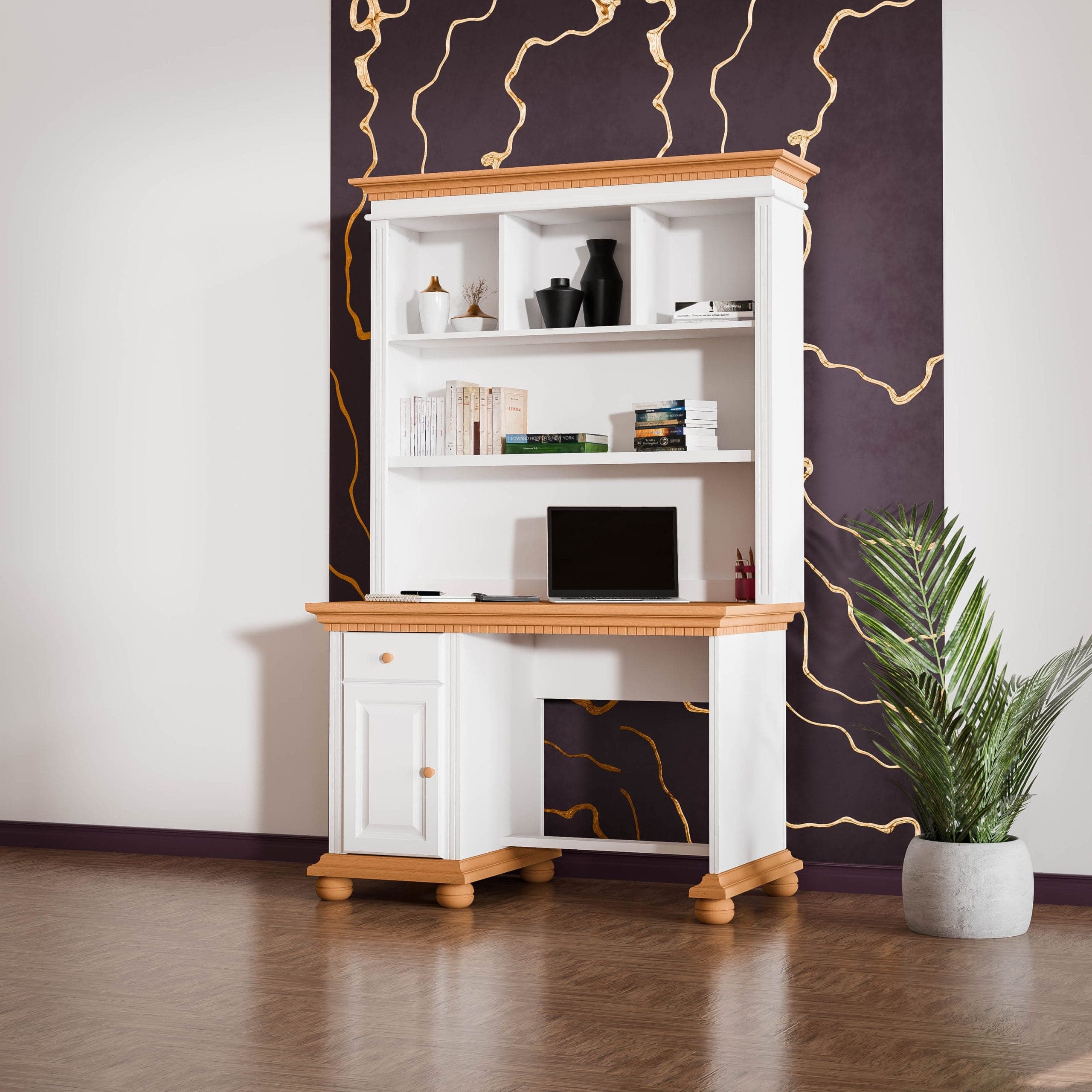 Bureau avec étagère « Fjord » en bois massif