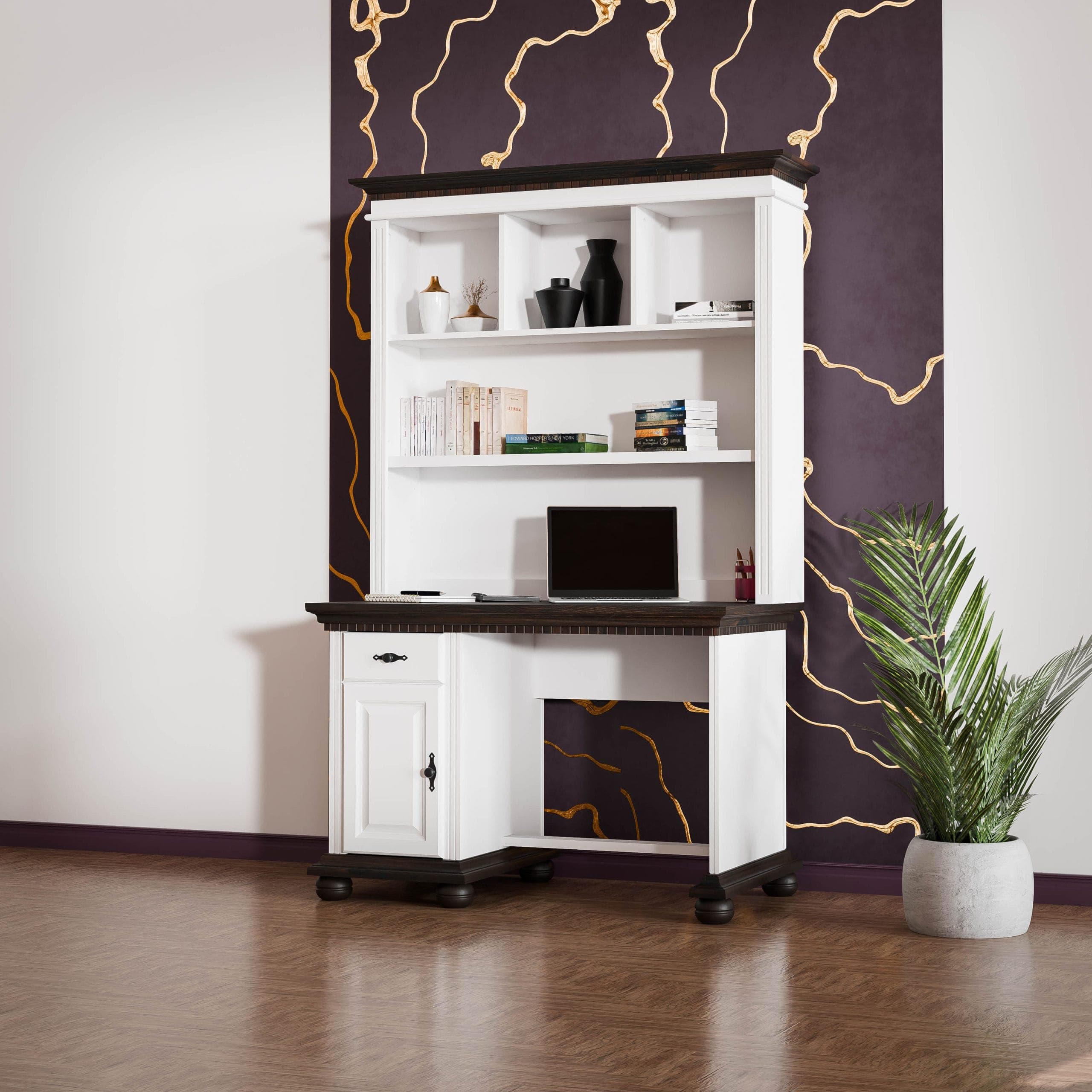 Bureau avec étagère « Fjord » en bois massif