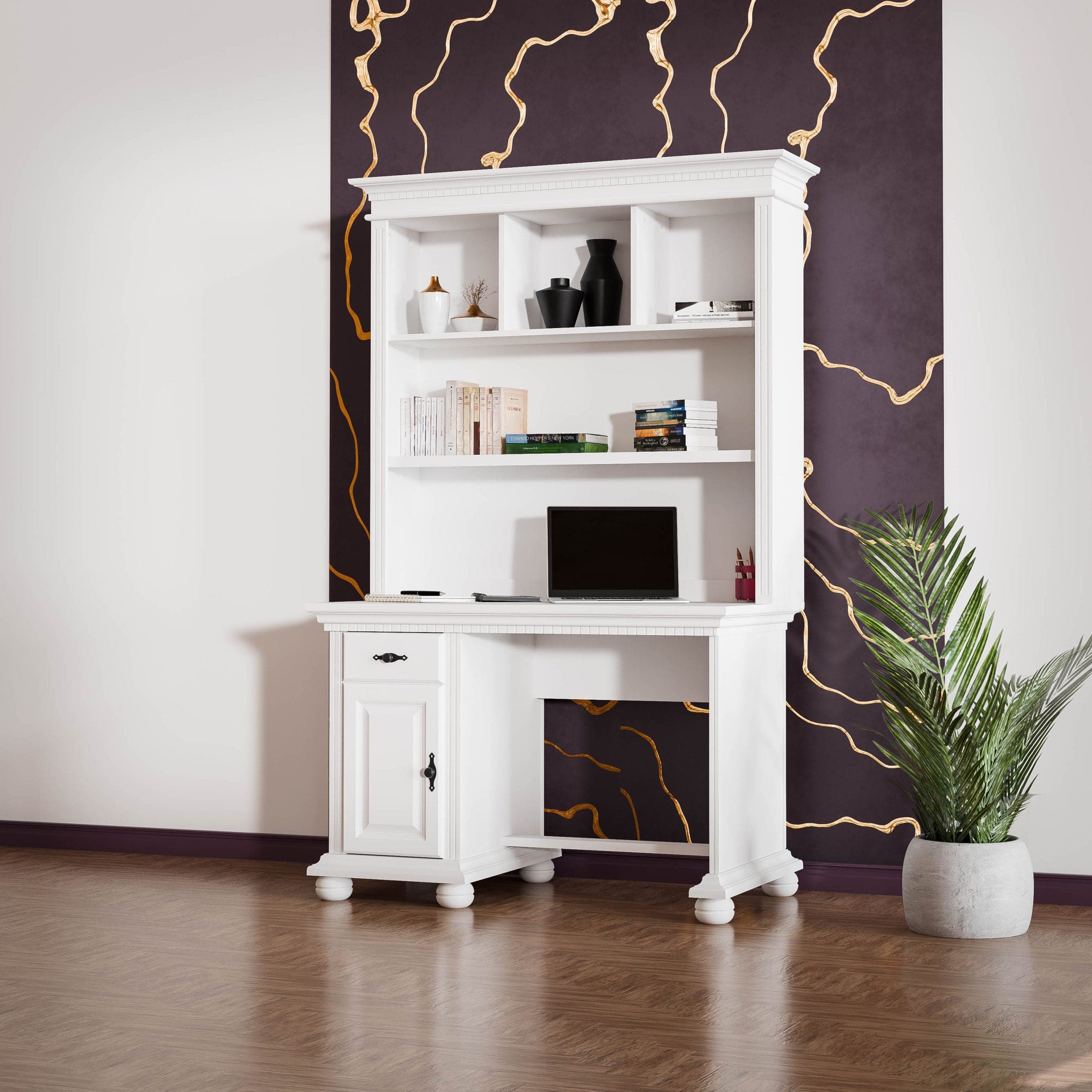 Bureau avec étagère « Fjord » en bois massif