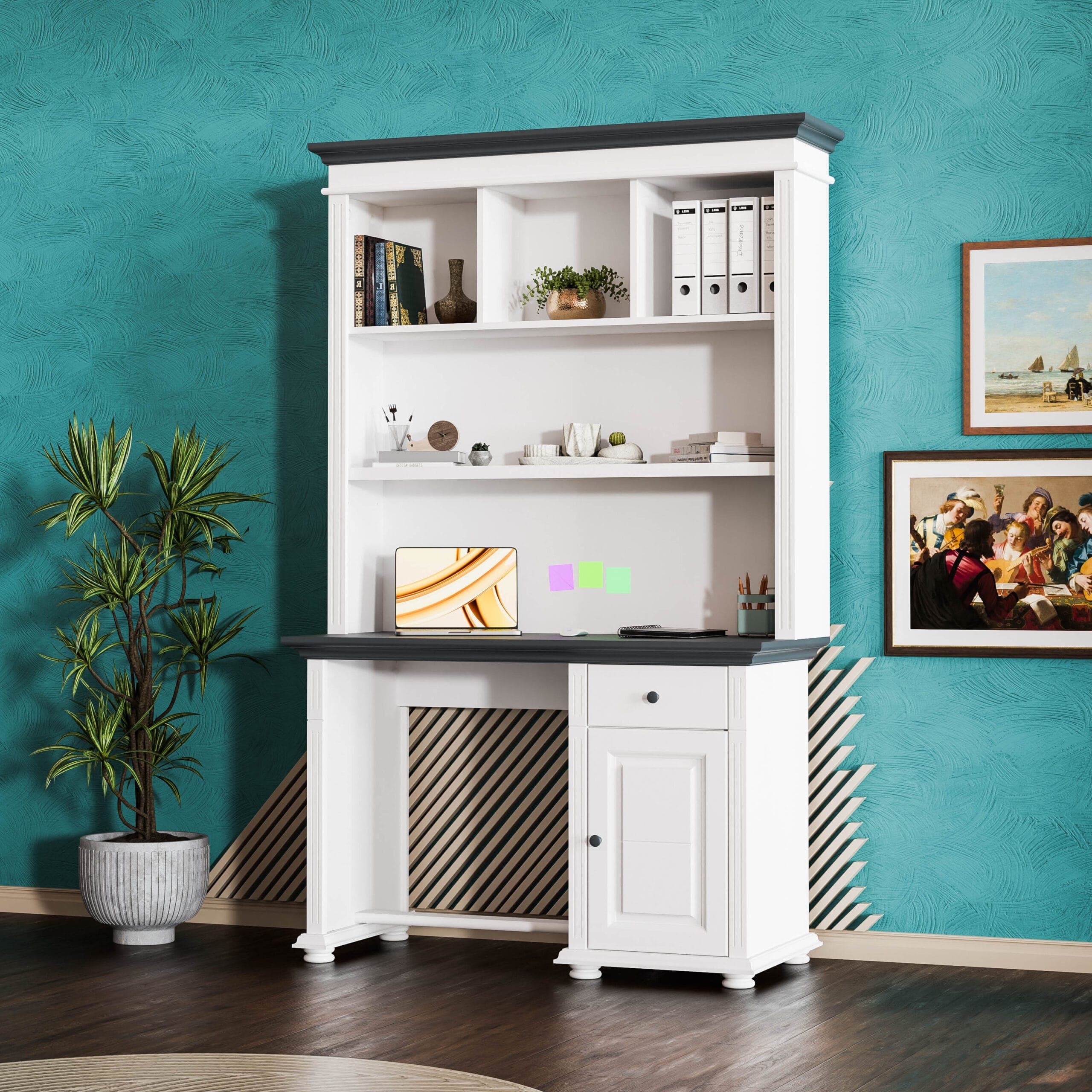 Bureau avec étagère « Skagen » en bois massif