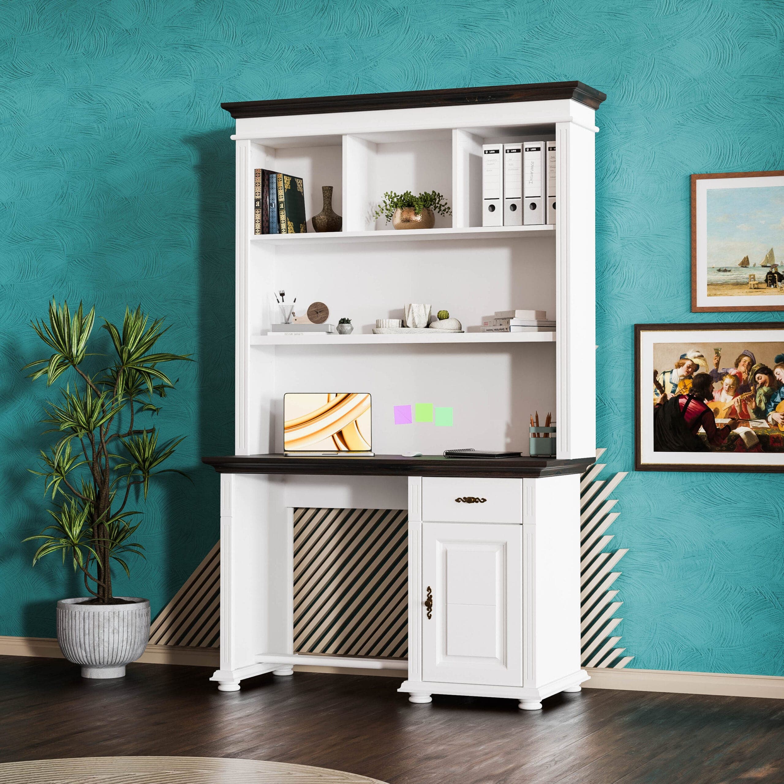 Bureau avec étagère « Skagen » en bois massif