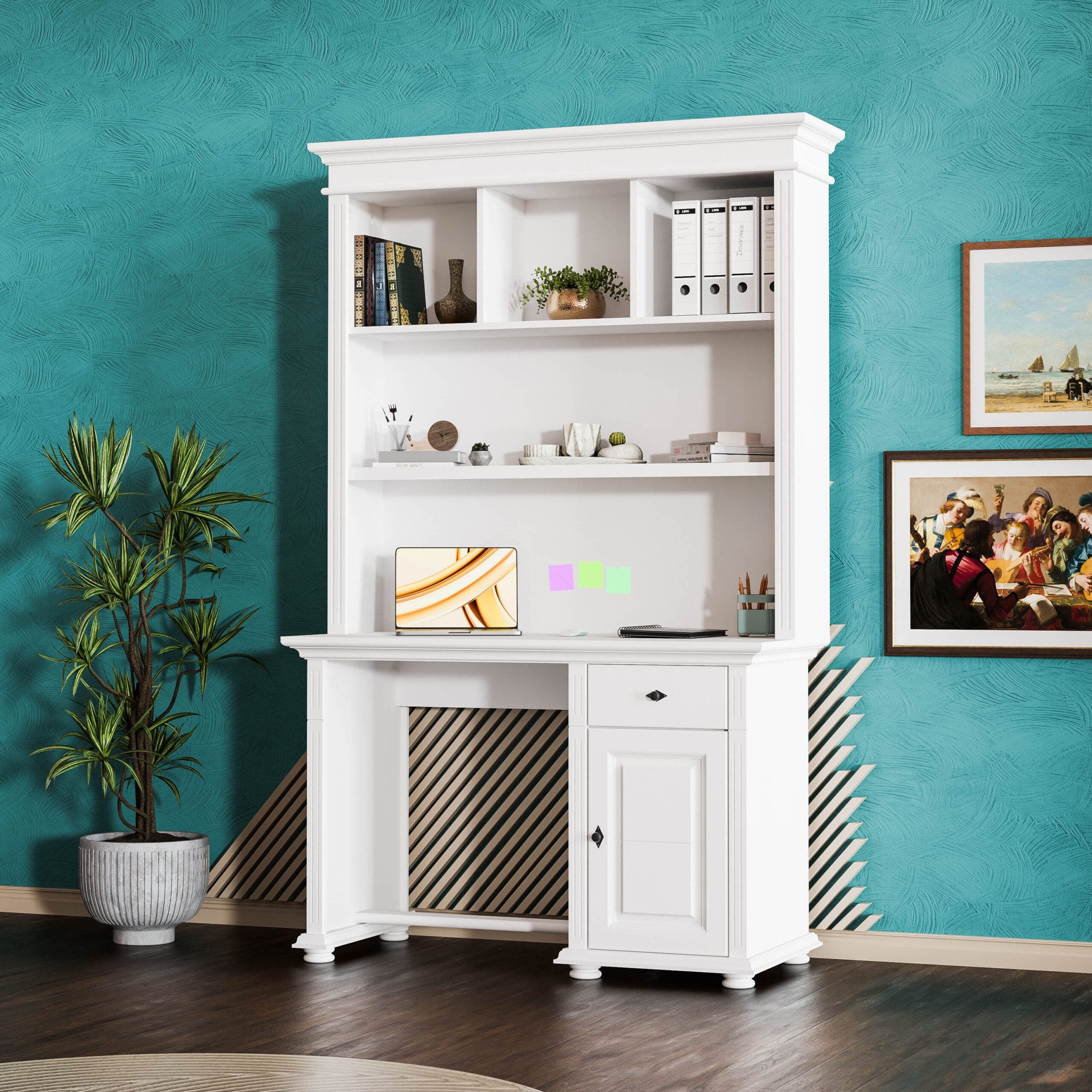 Bureau avec étagère « Skagen » en bois massif