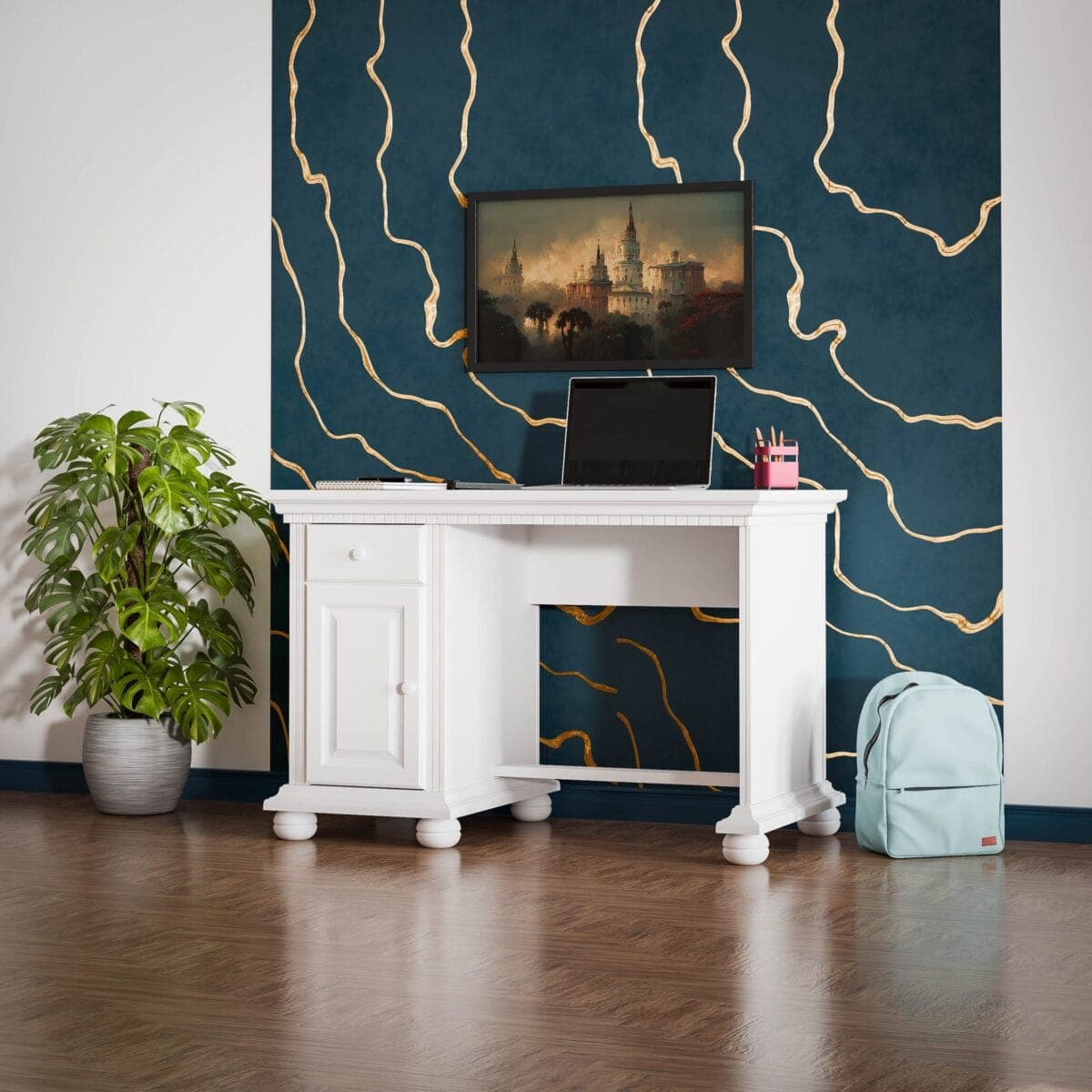 Bureau en bois massif « Fjord » avec une armoire