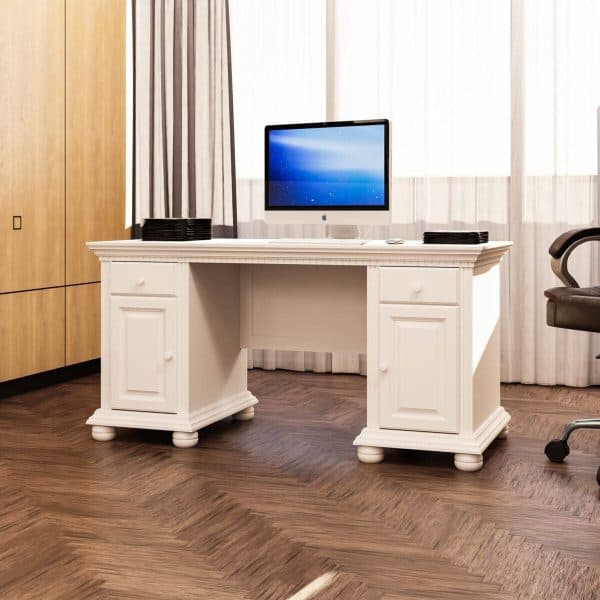 Bureau en bois massif « Fjord » avec deux armoires