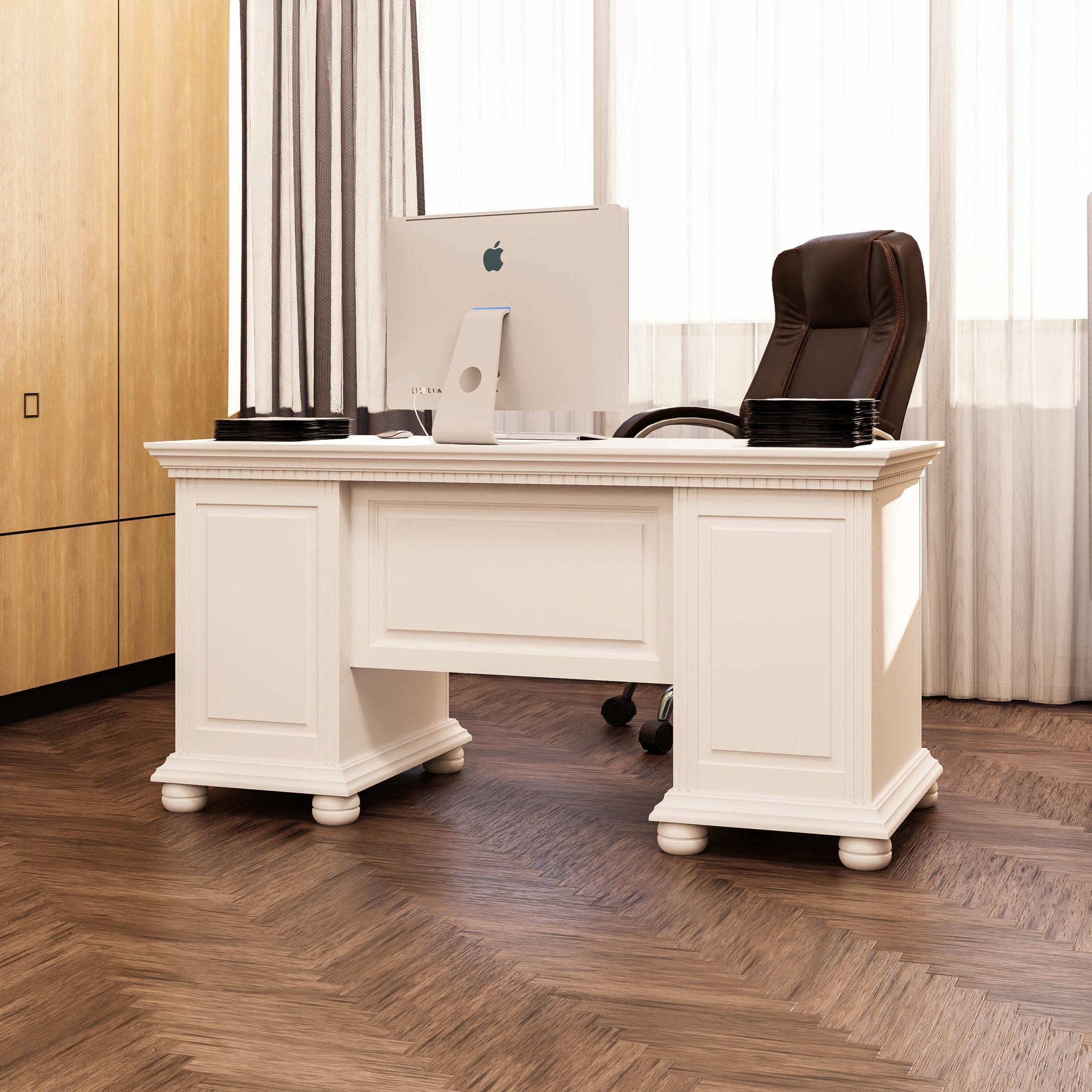 Bureau en bois massif « Fjord » avec deux armoires