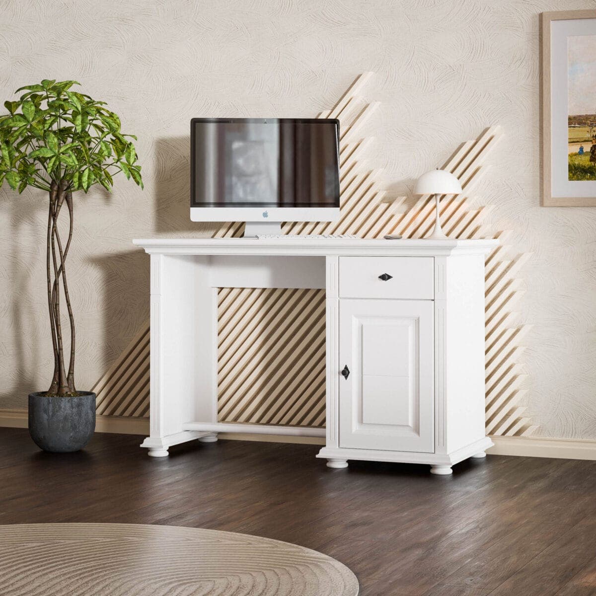 Bureau « Skagen » en bois massif avec porte et tiroir