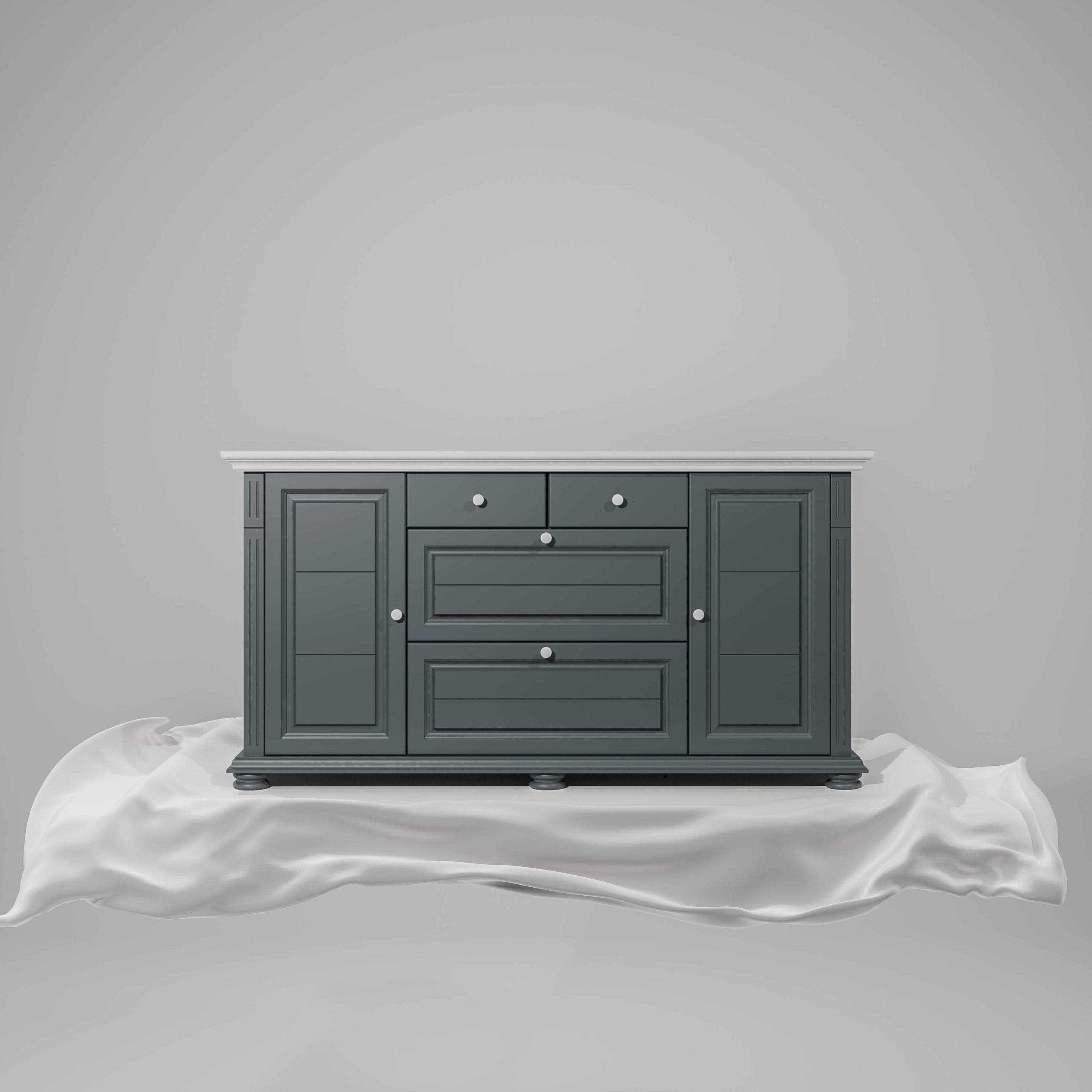 Commode Skagen avec étagères, couleur miel et anthracite