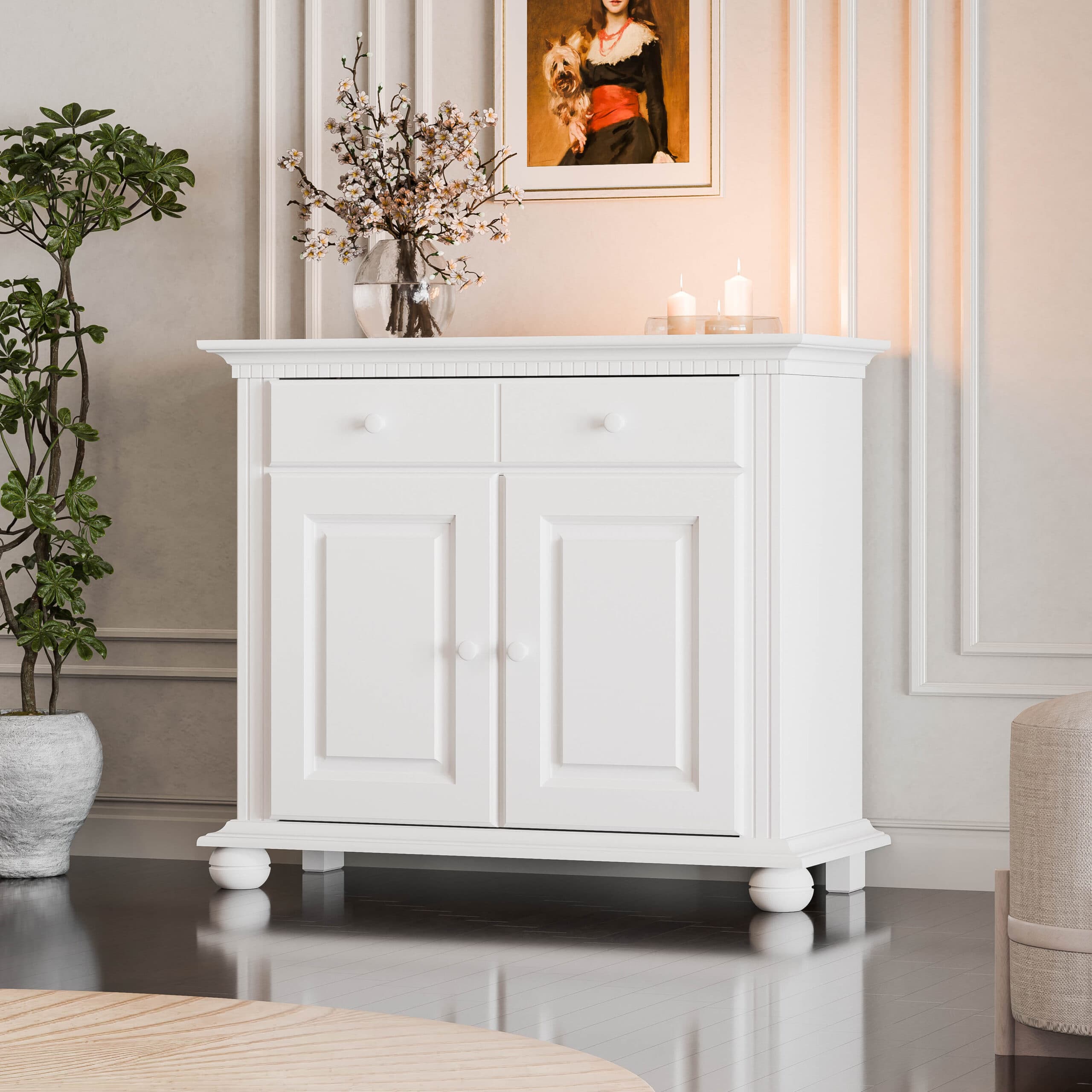 Commode en bois massif « Fjord », 2 portes, 1 tiroir