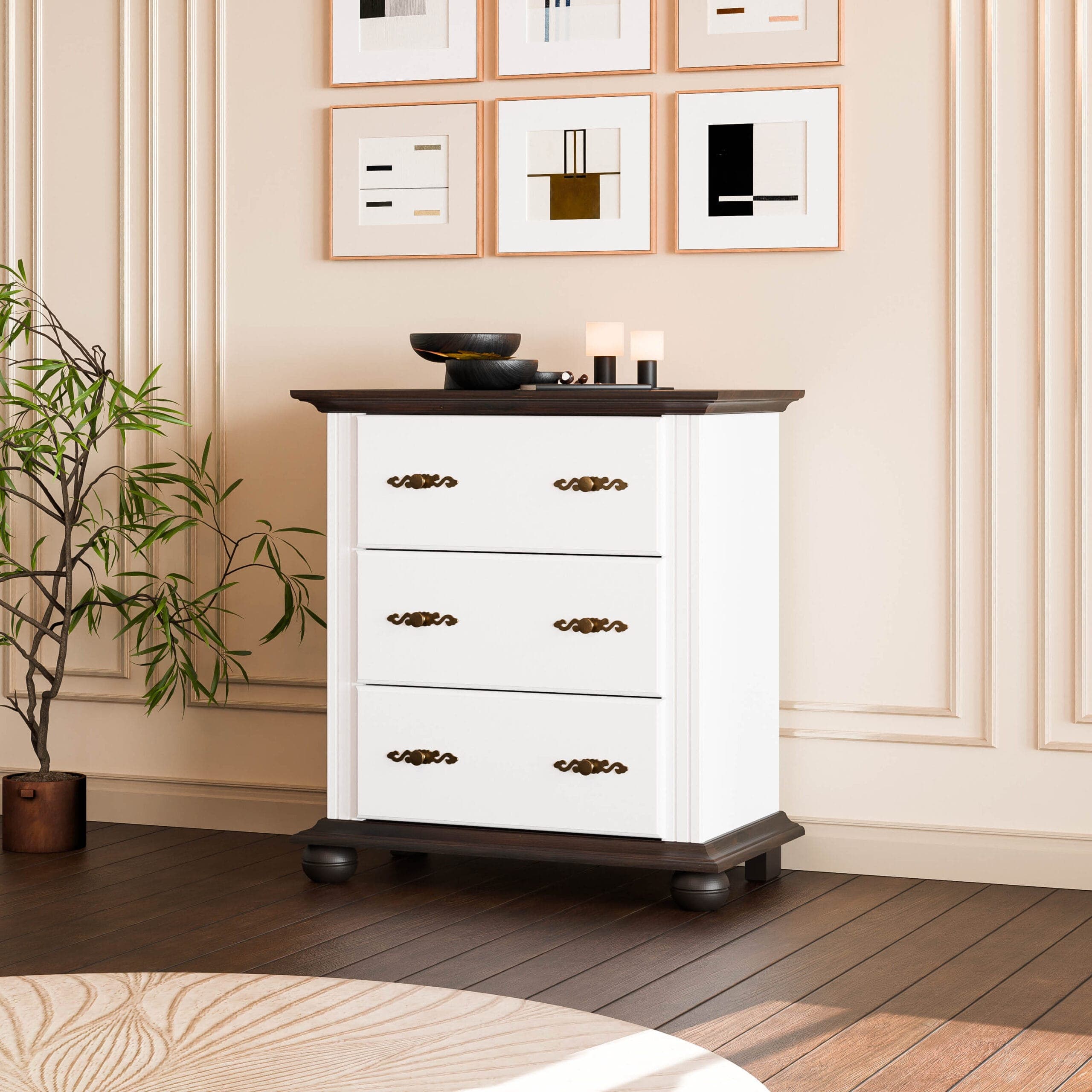 Commode « Nordby » à 3 tiroirs en bois massif