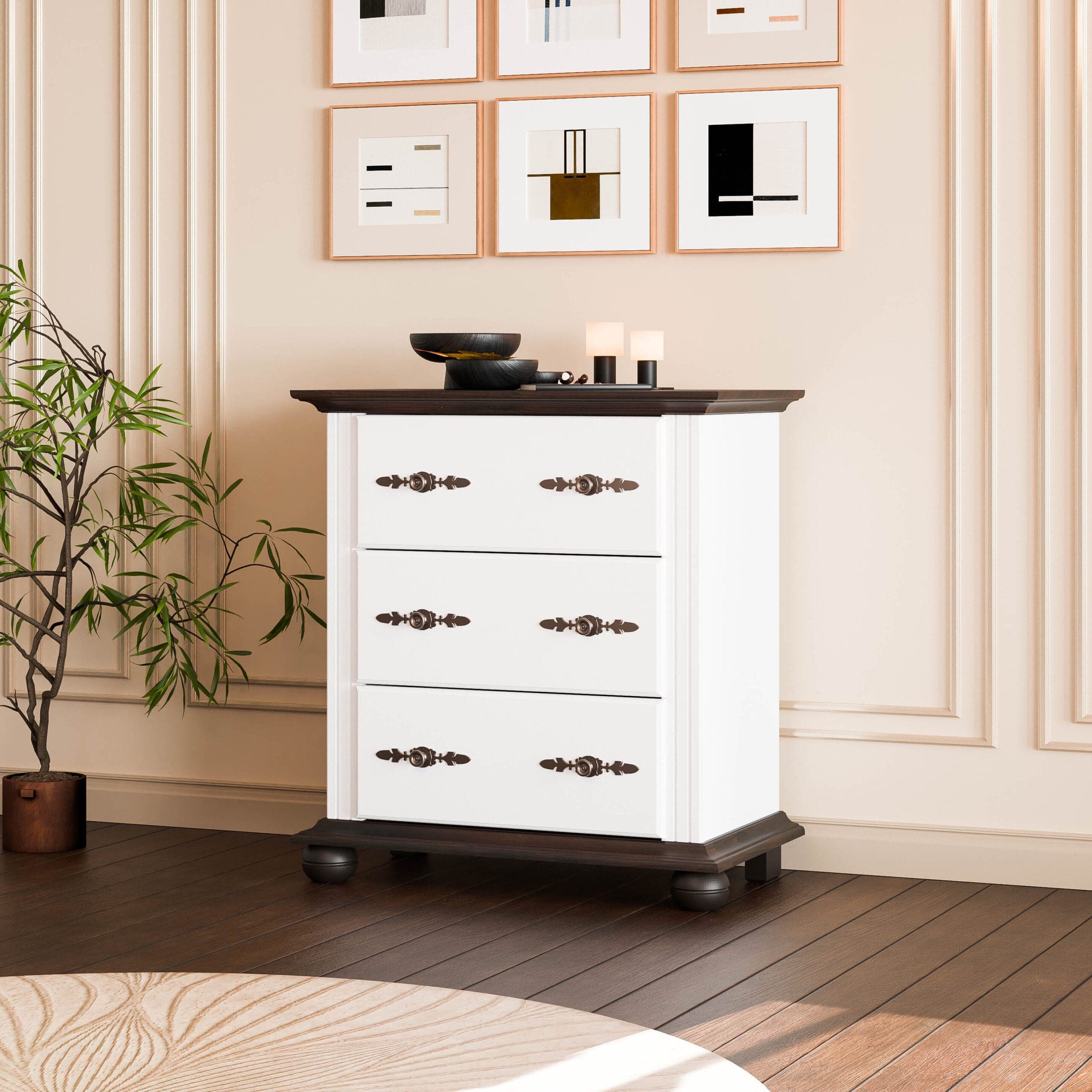 Commode « Nordby » à 3 tiroirs en bois massif
