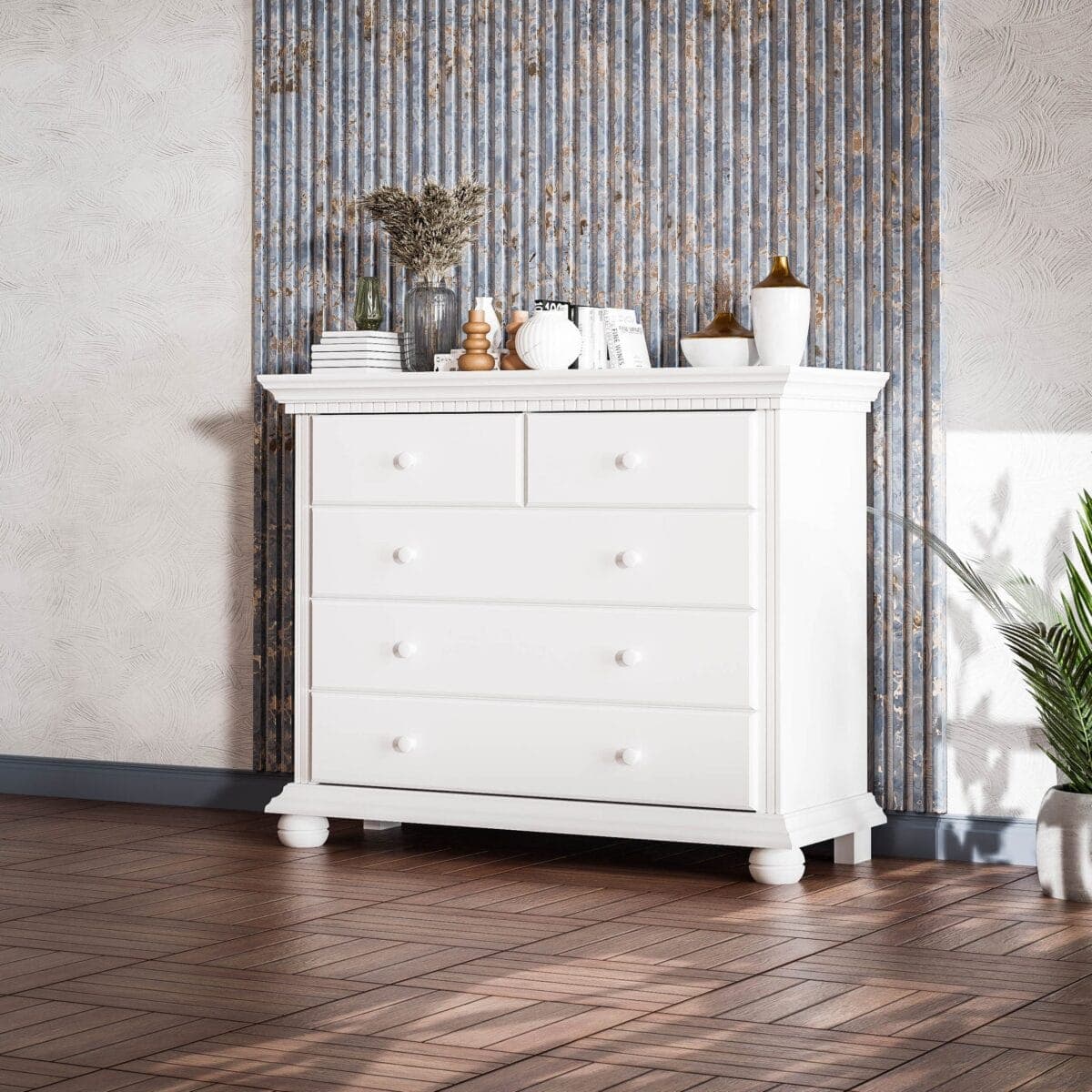 Commode à 5 tiroirs « Fjord » en bois massif