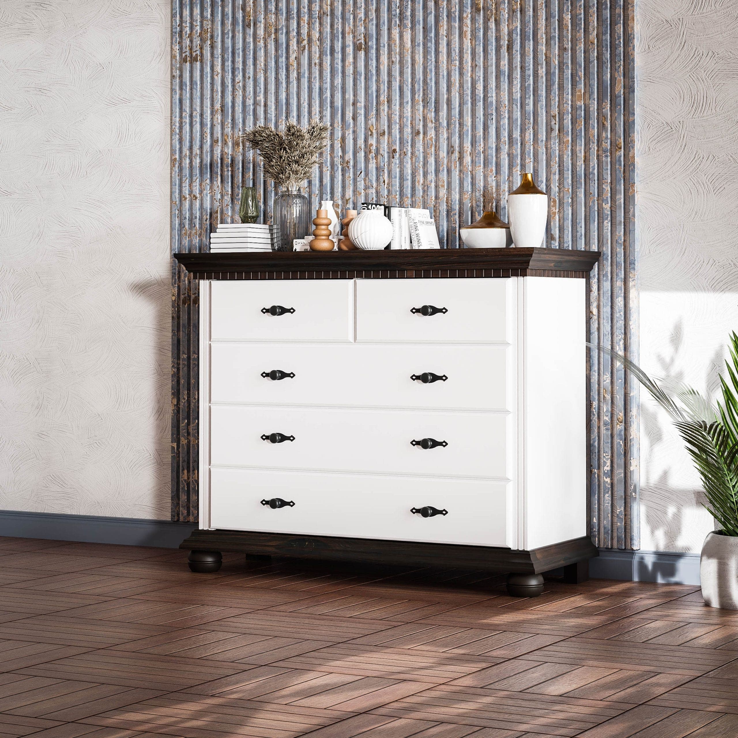Commode à 5 tiroirs « Fjord » en bois massif