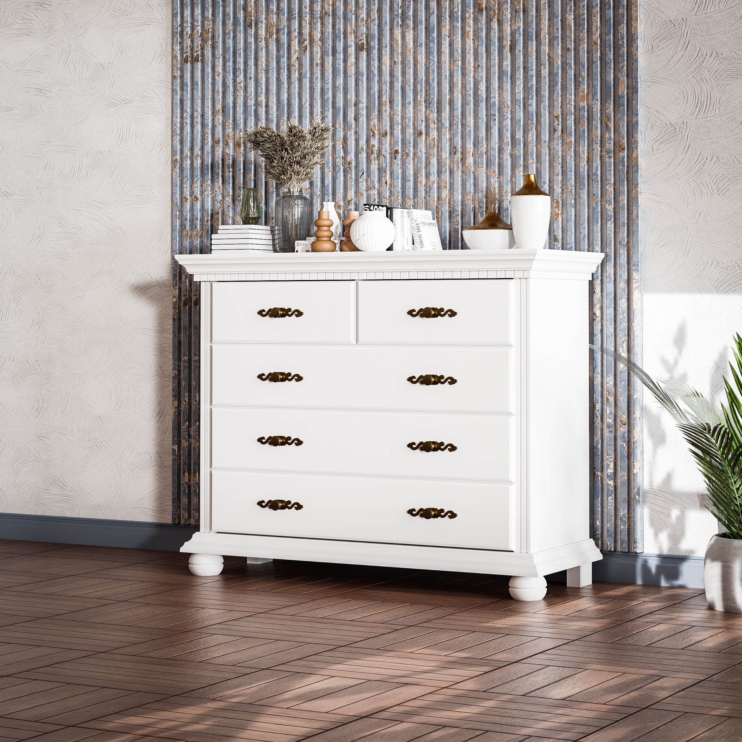 Commode à 5 tiroirs « Fjord » en bois massif