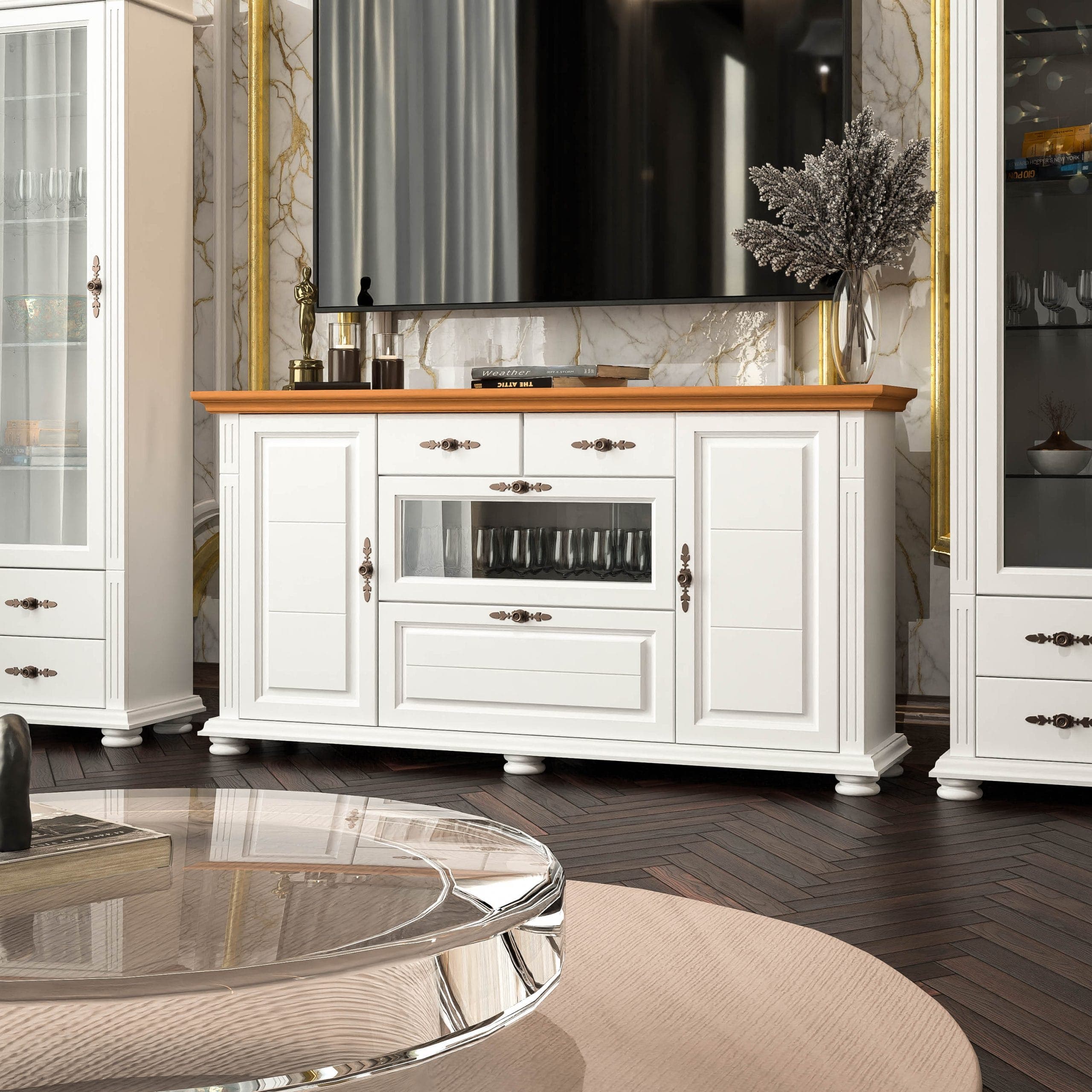 Commode « Skagen » avec tablette, blanc beurre