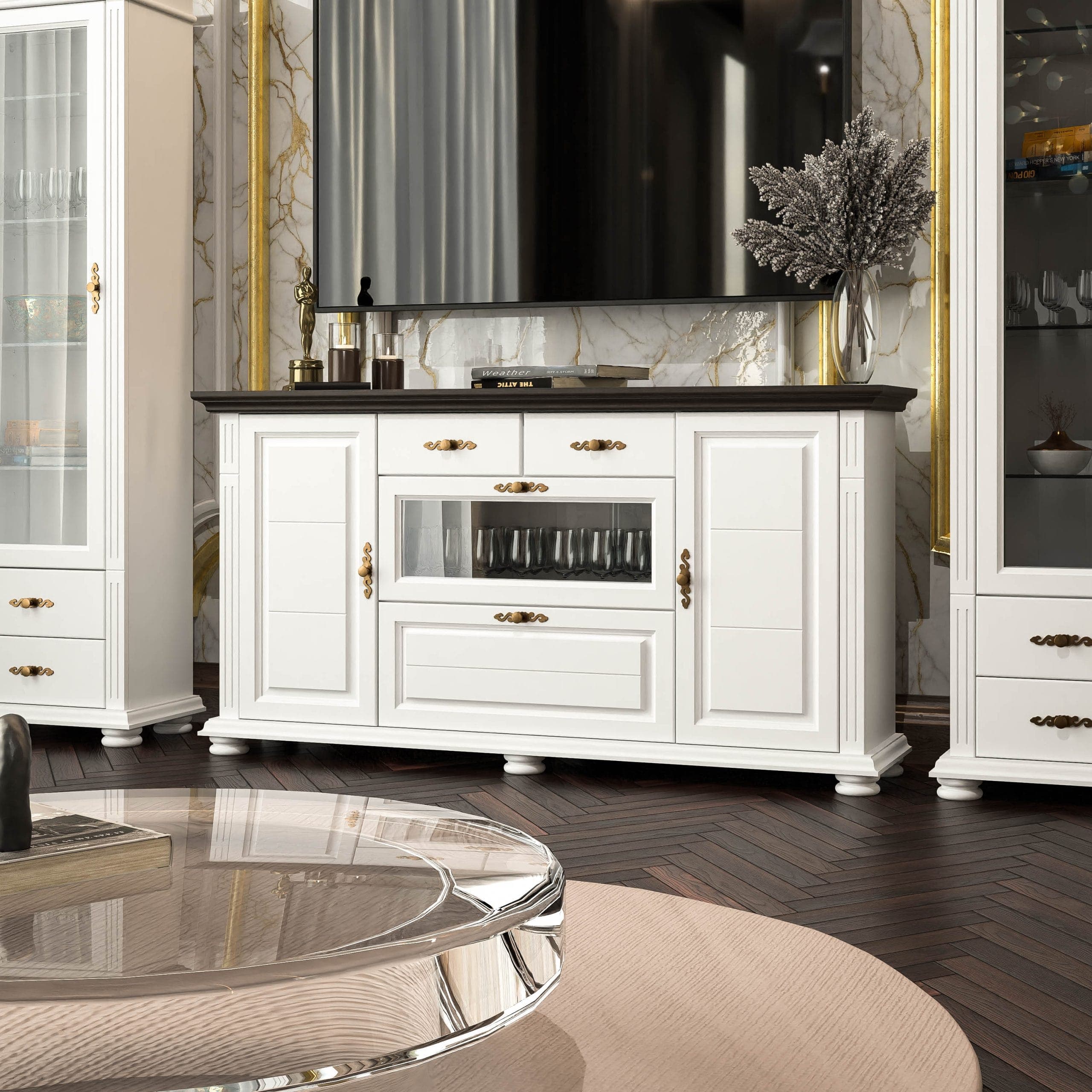 Commode « Skagen » avec tablette, blanc beurre