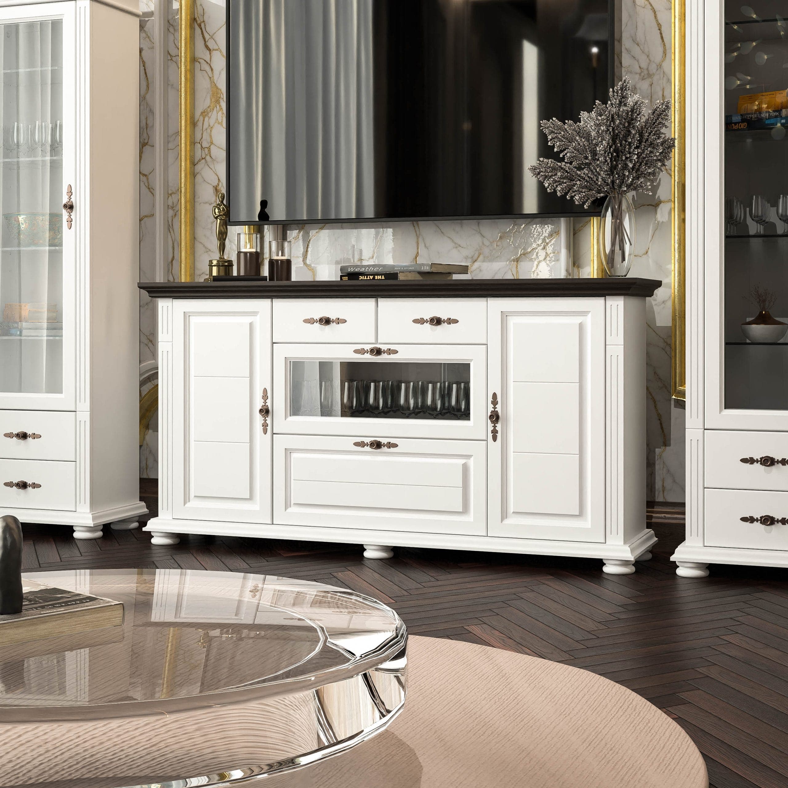 Commode « Skagen » avec tablette, blanc beurre