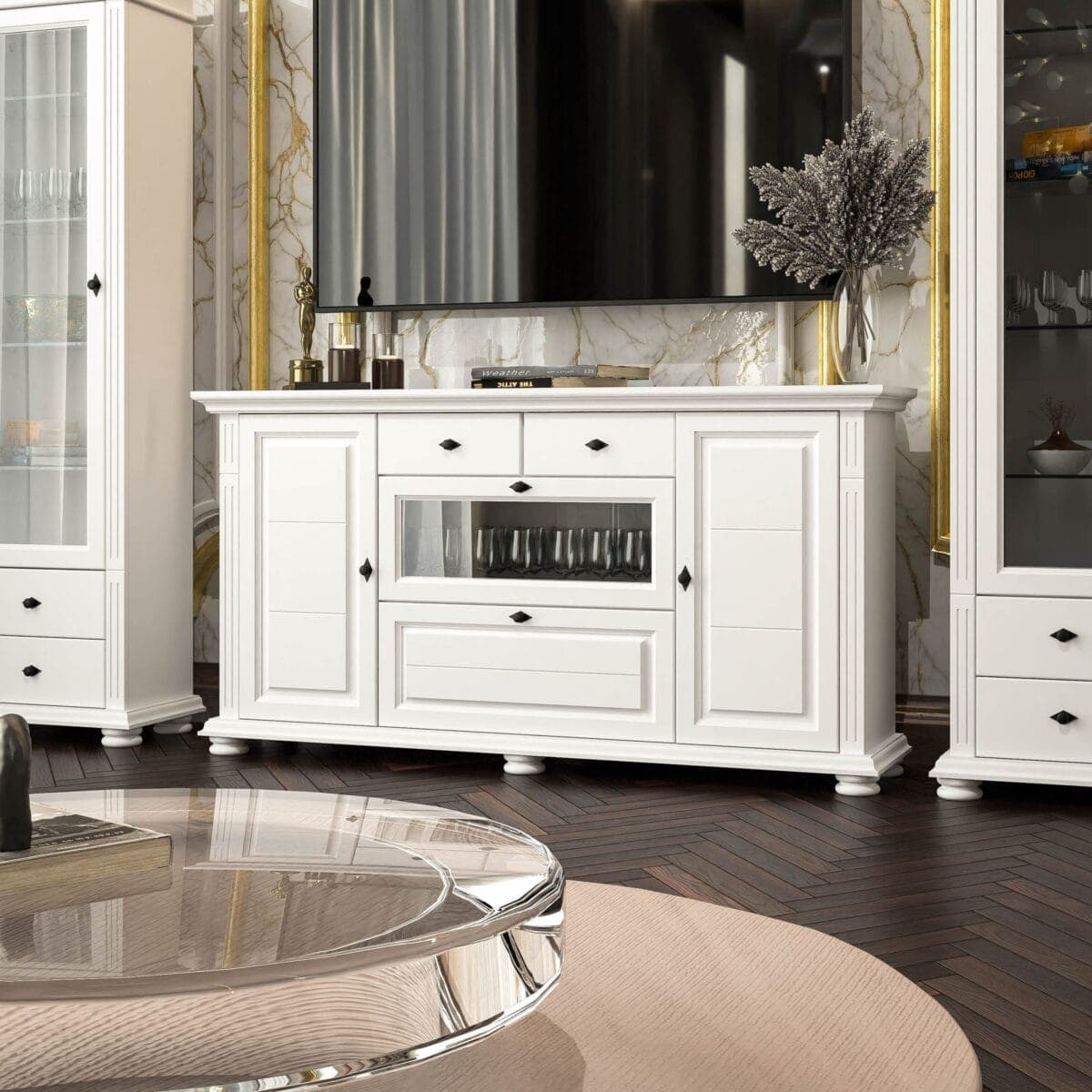 Commode « Skagen » avec tablette, blanc beurre