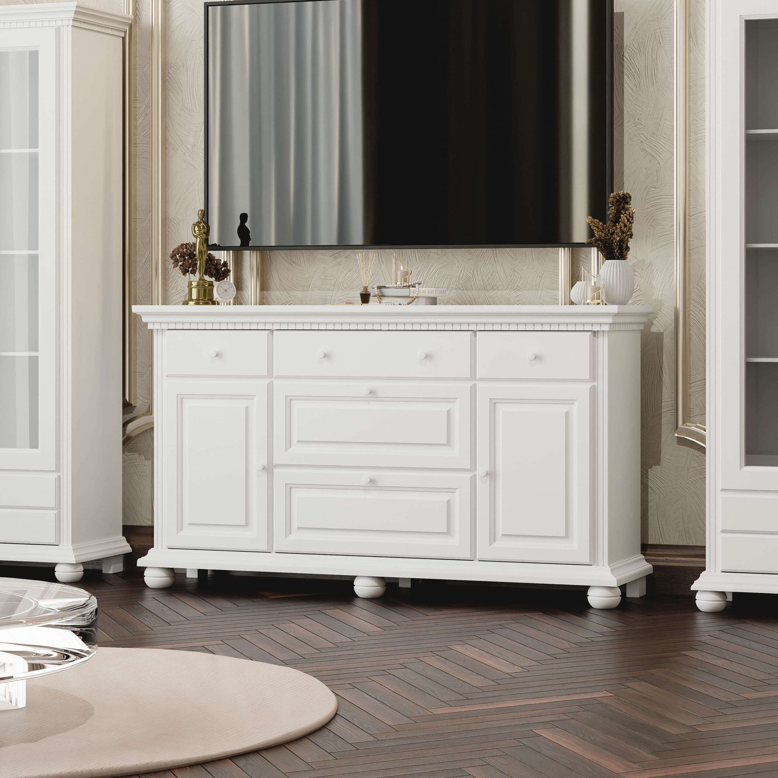 Commode en bois massif 175 avec étagères « Fjord »