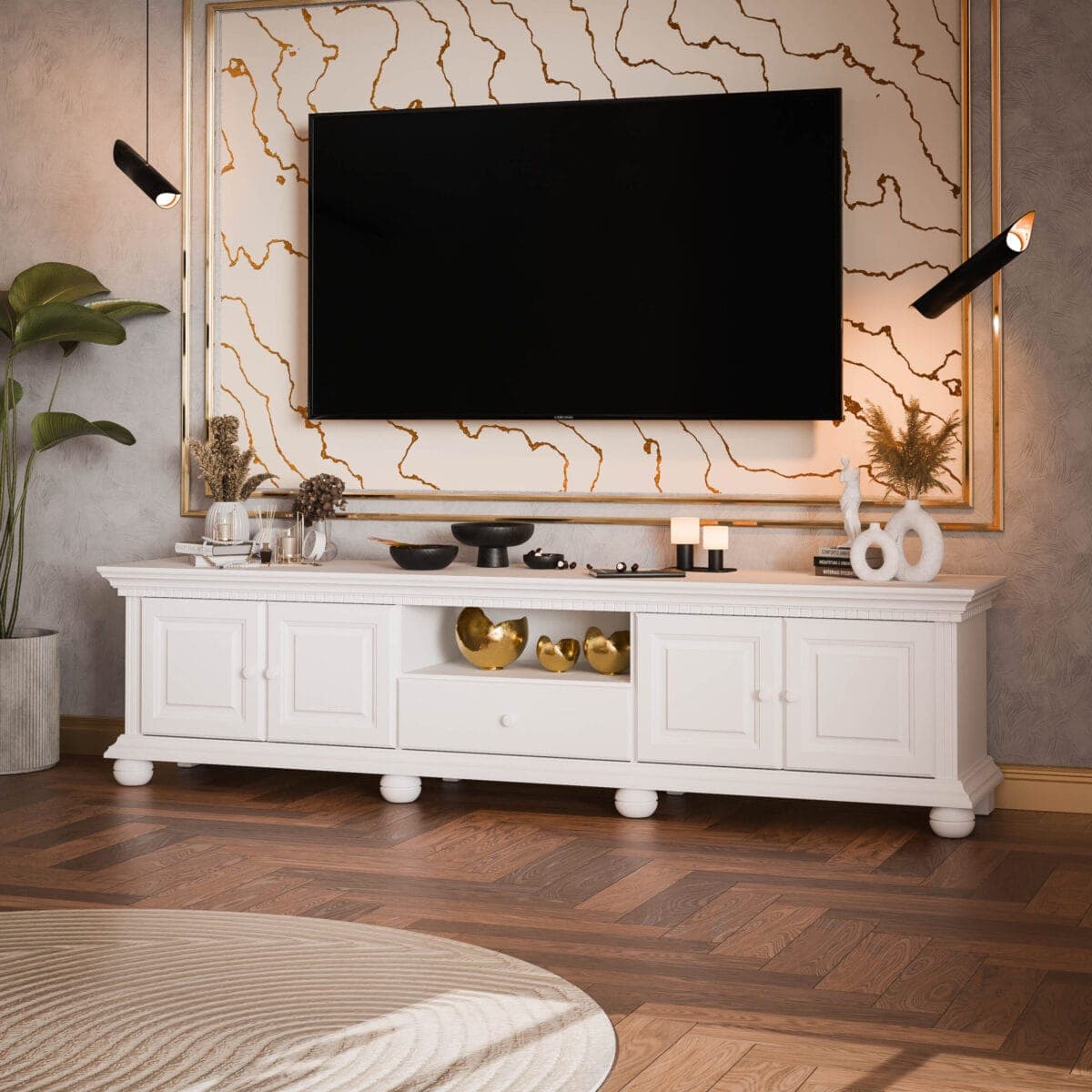 Meuble TV « Fjord » de 220 cm en bois d'épicéa massif
