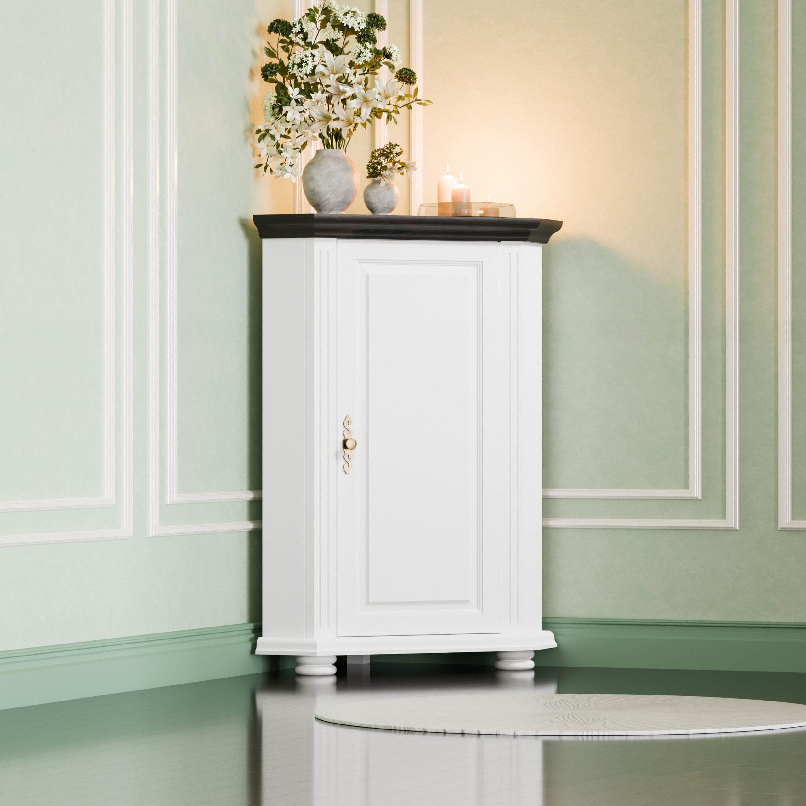 Commode d'angle avec cache « Skagen » en bois massif