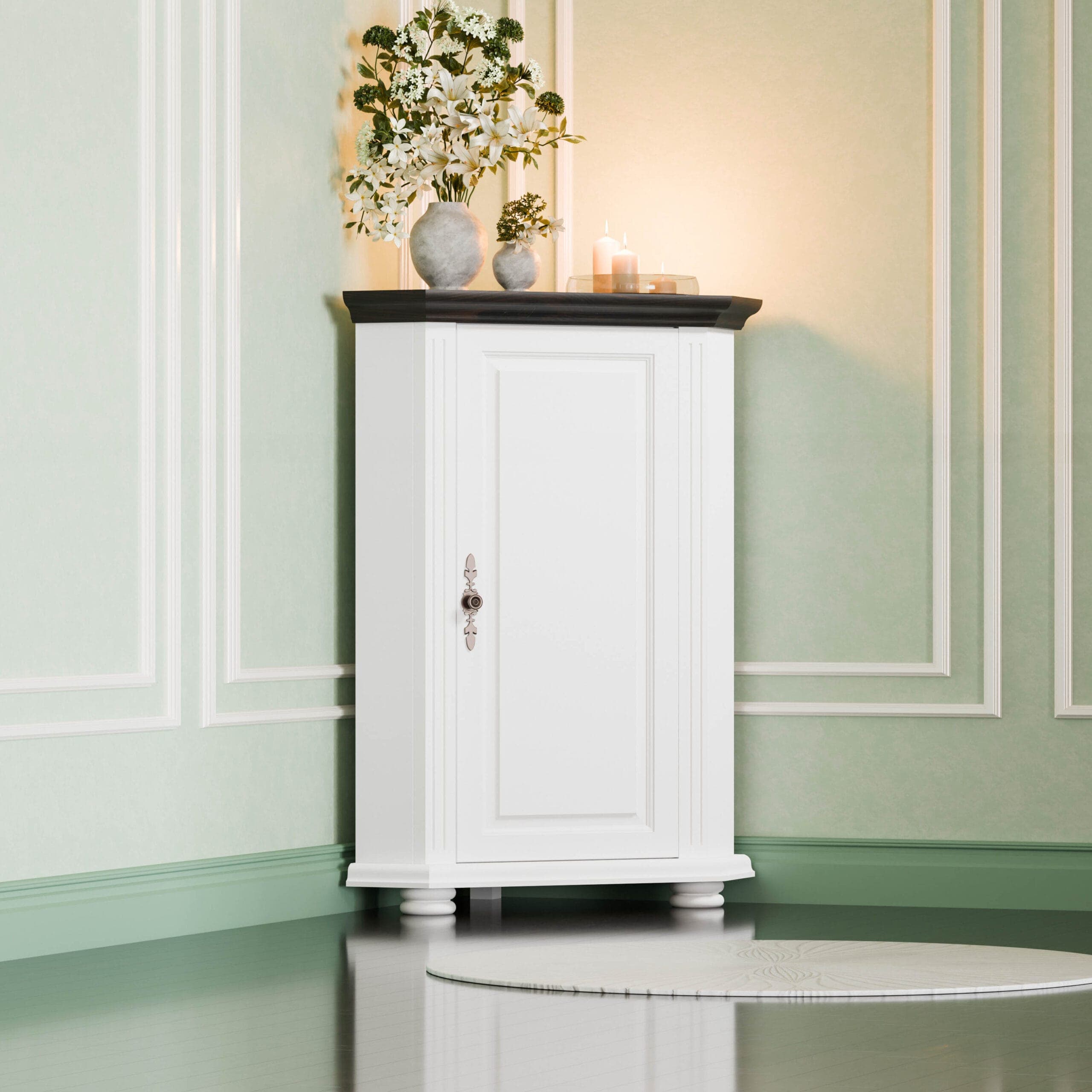 Commode d'angle avec cache « Skagen » en bois massif